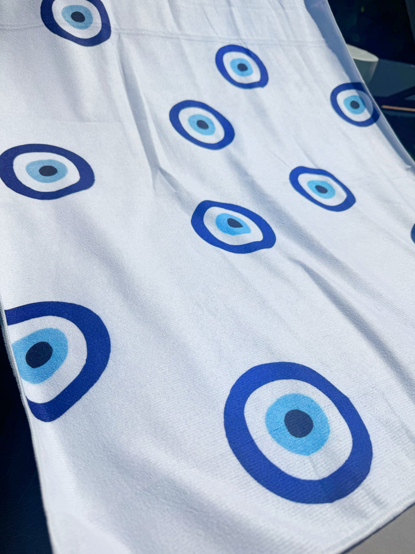 White Evil Eye Microfiber Towel