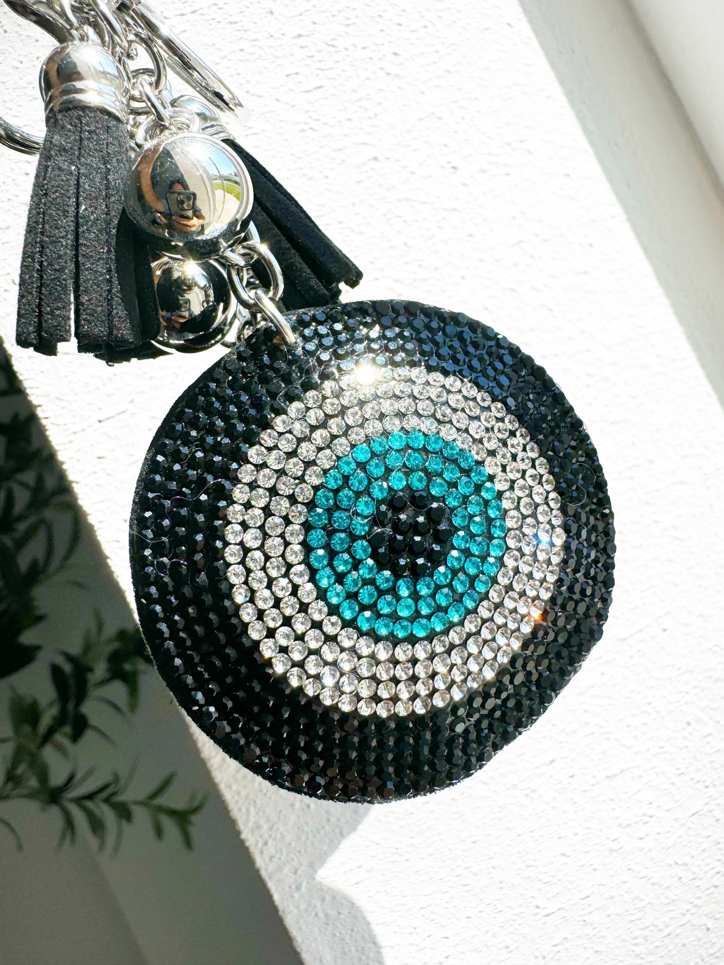 Black Evil Eye Crystal Keychain Clip