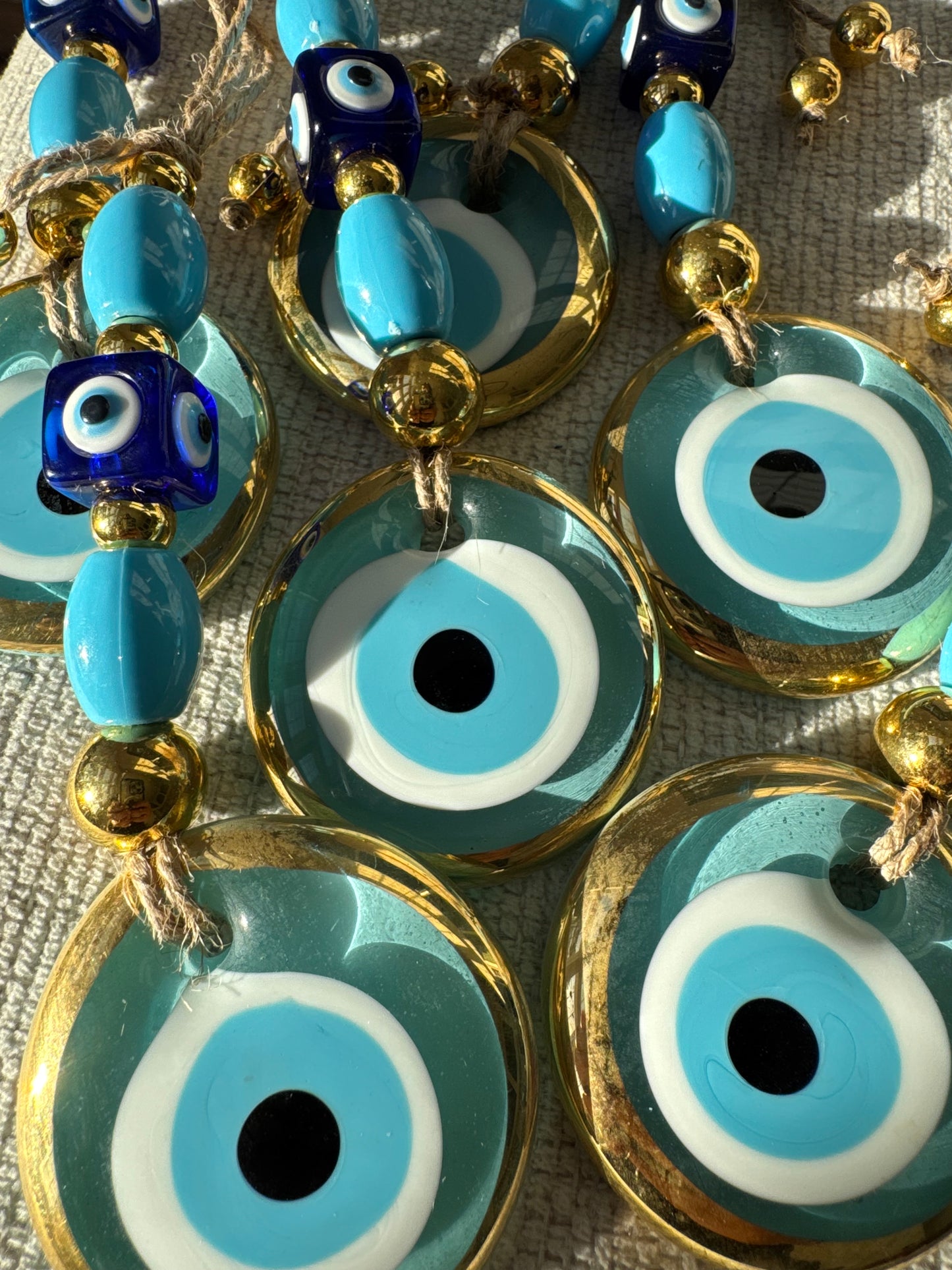 NEW COLOR! Limited Edition Baby Blue Gold Brushed Evil Eye Amulet Wall Decor