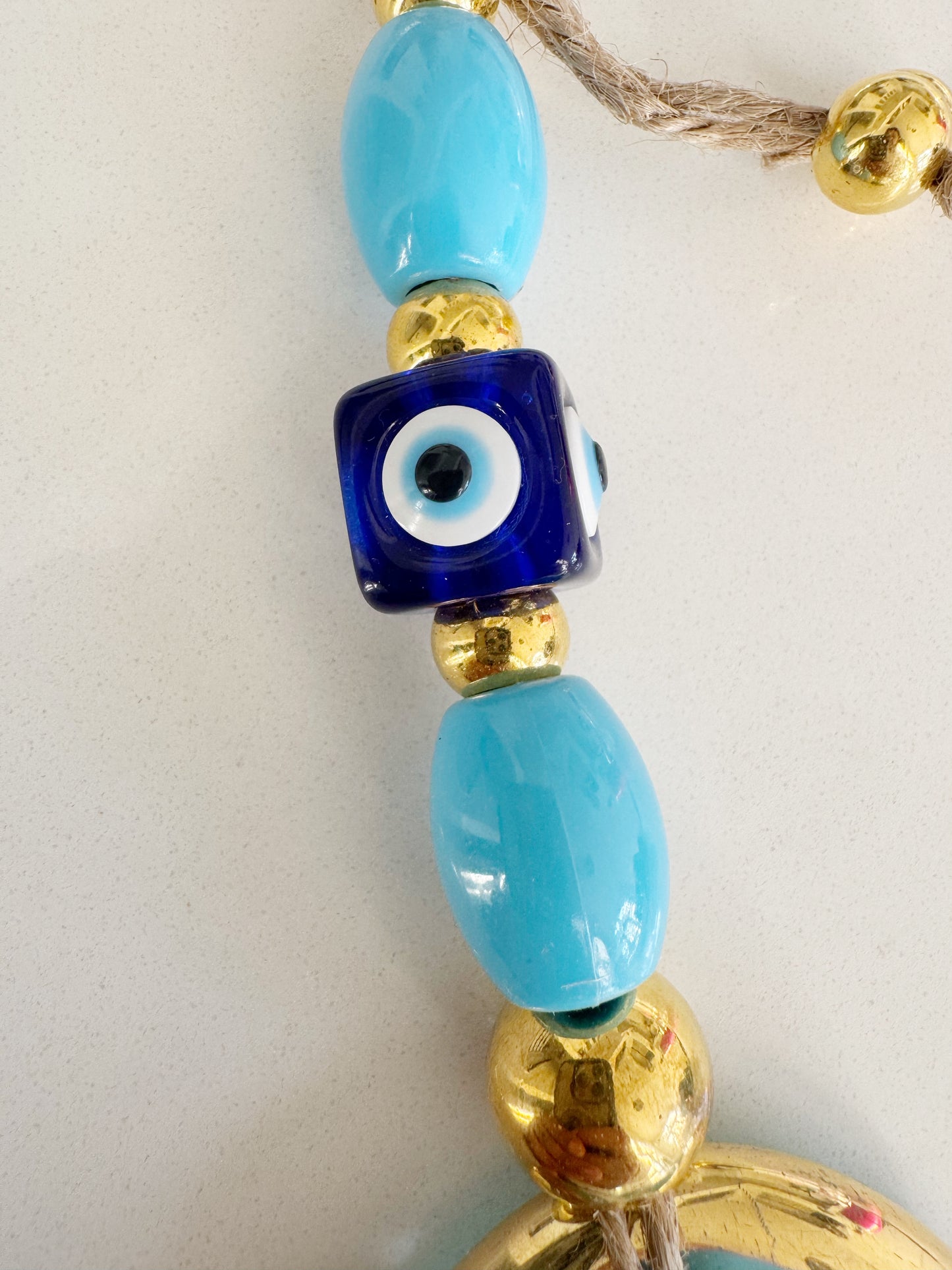 NEW COLOR! Limited Edition Baby Blue Gold Brushed Evil Eye Amulet Wall Decor