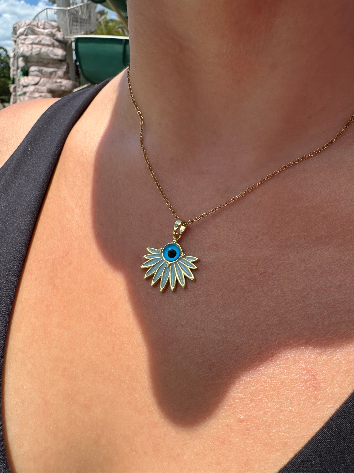 Radiant Sunburst Evil Eye Necklace