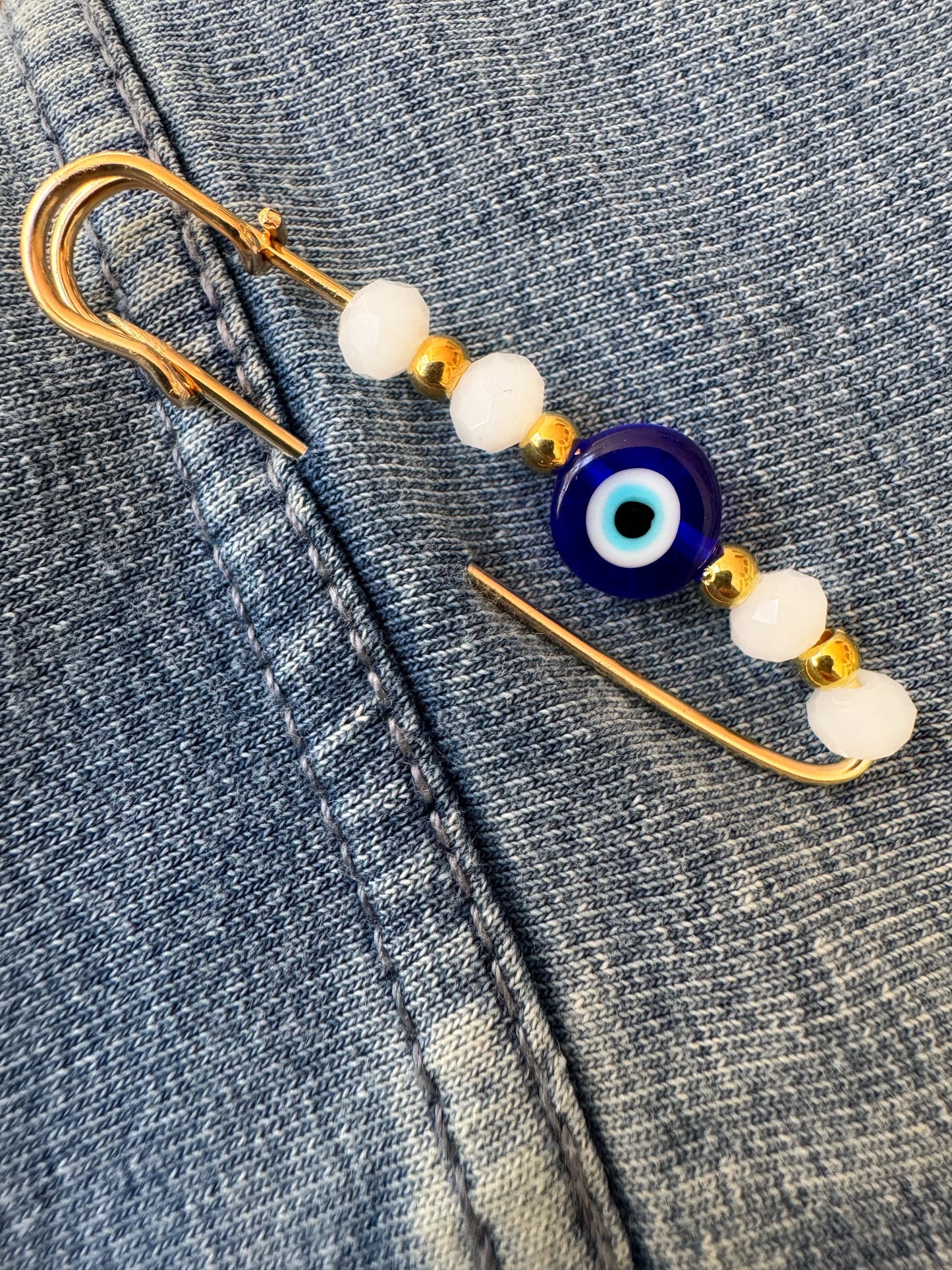 Evil Eye Beaded XL Safety Pin Charm