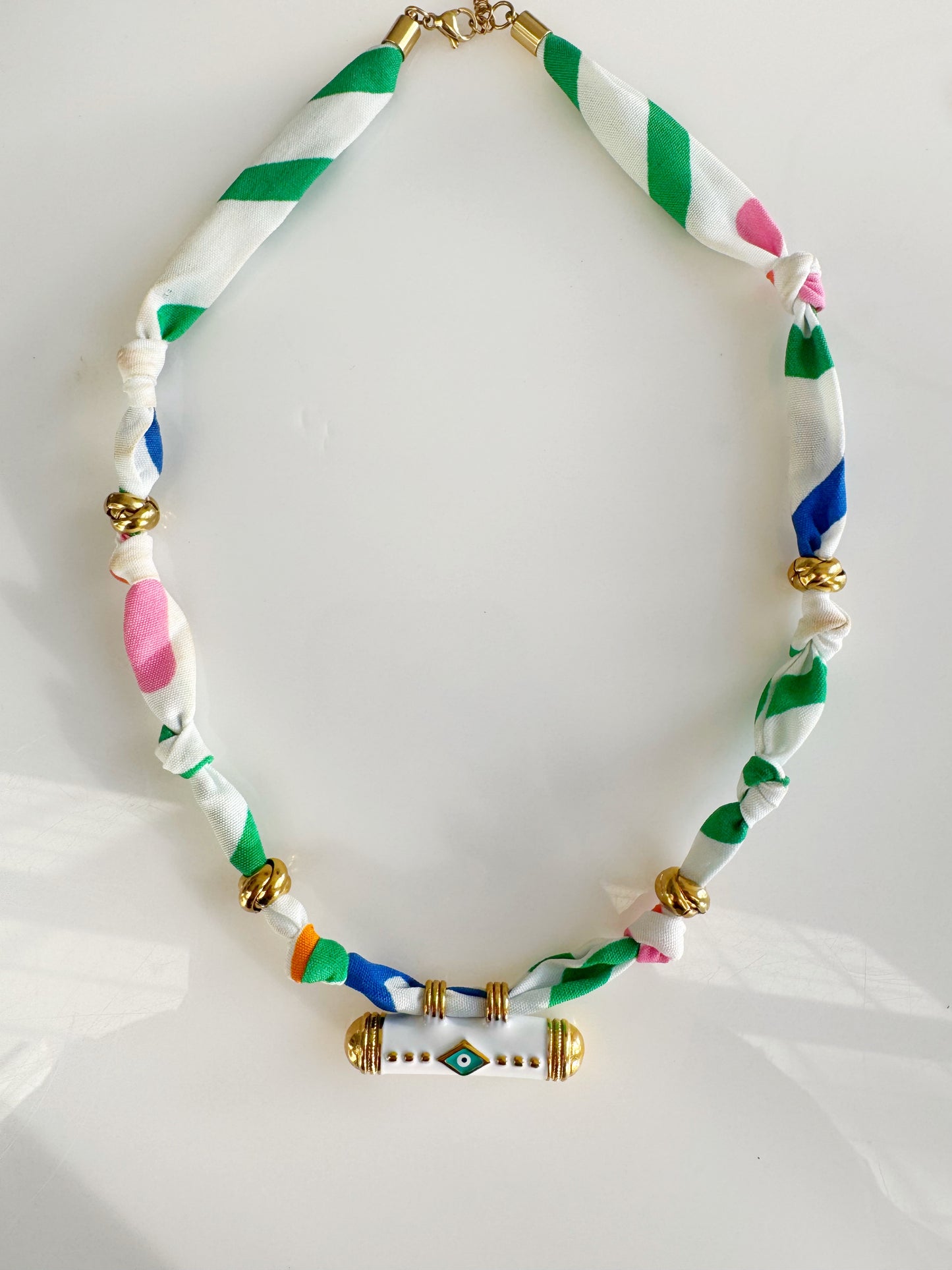 Evil Eye Fabric Wrapped Necklace