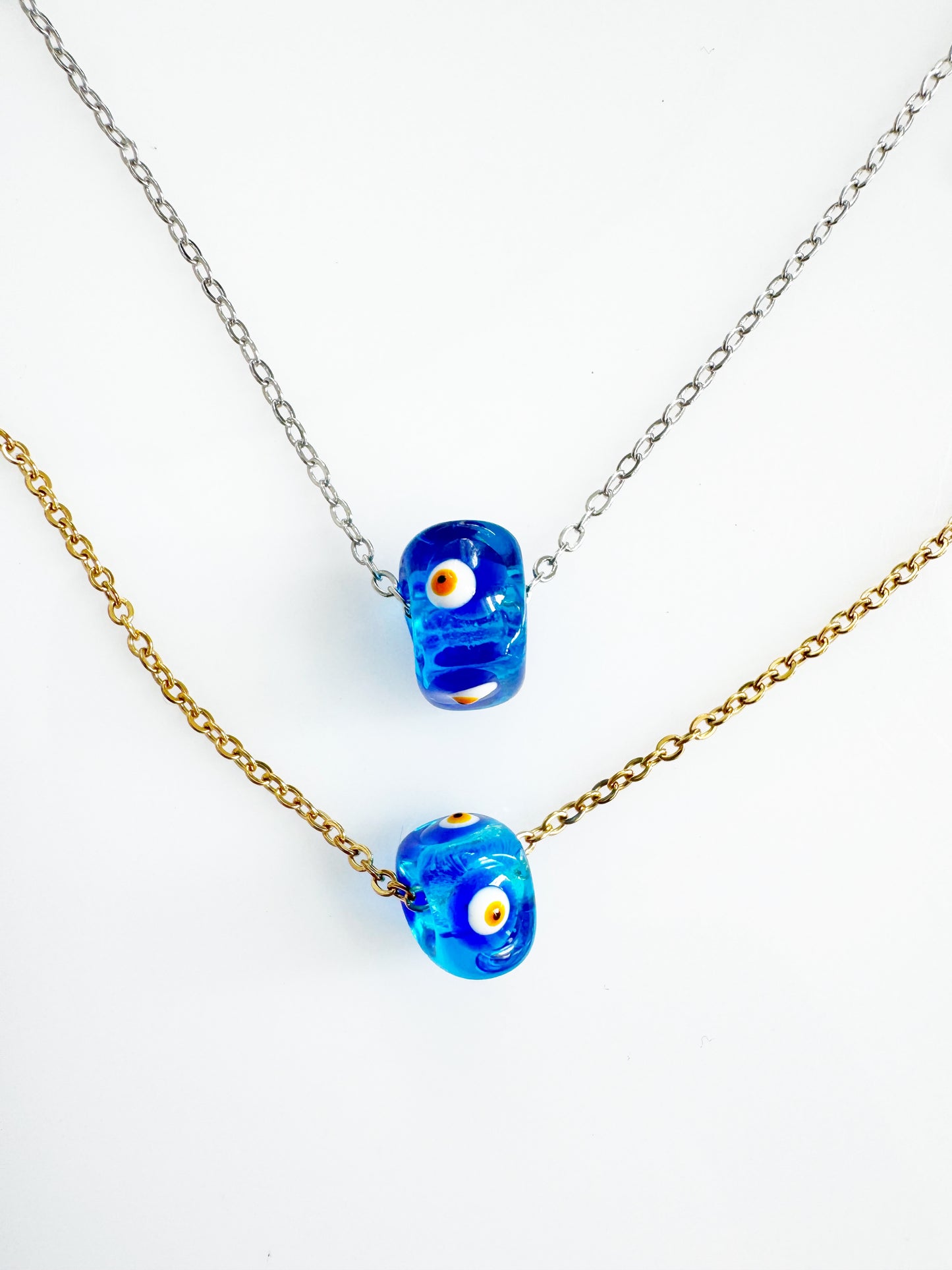 Clear Glass Evil Eye 360 Cube Necklace