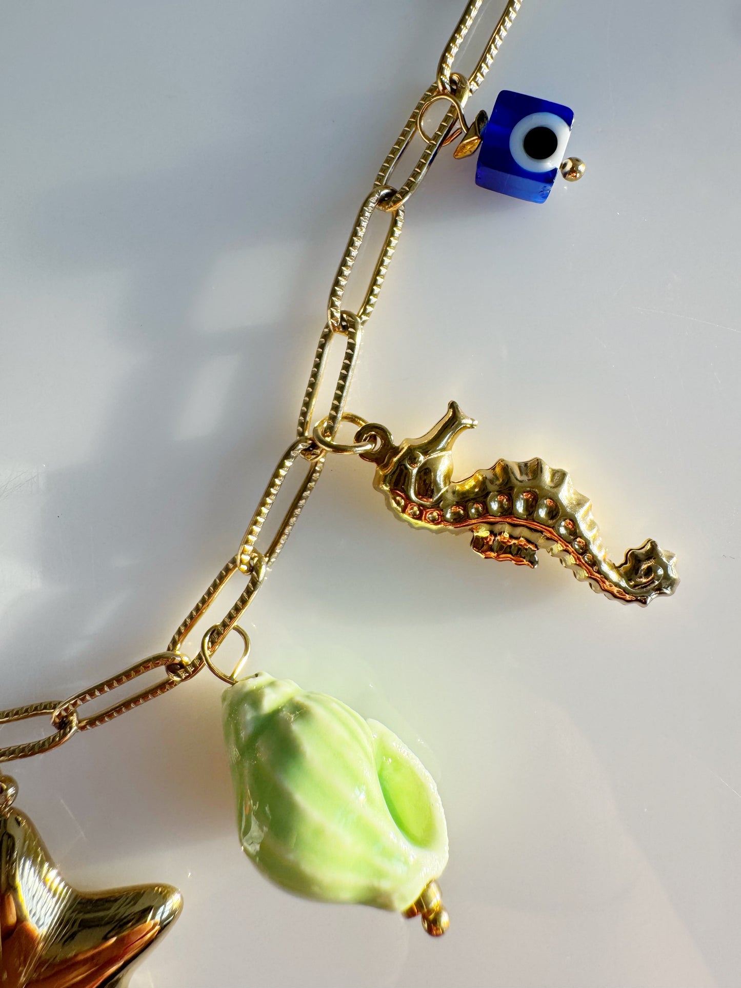 Golden Seas Evil Eye Charm Necklace