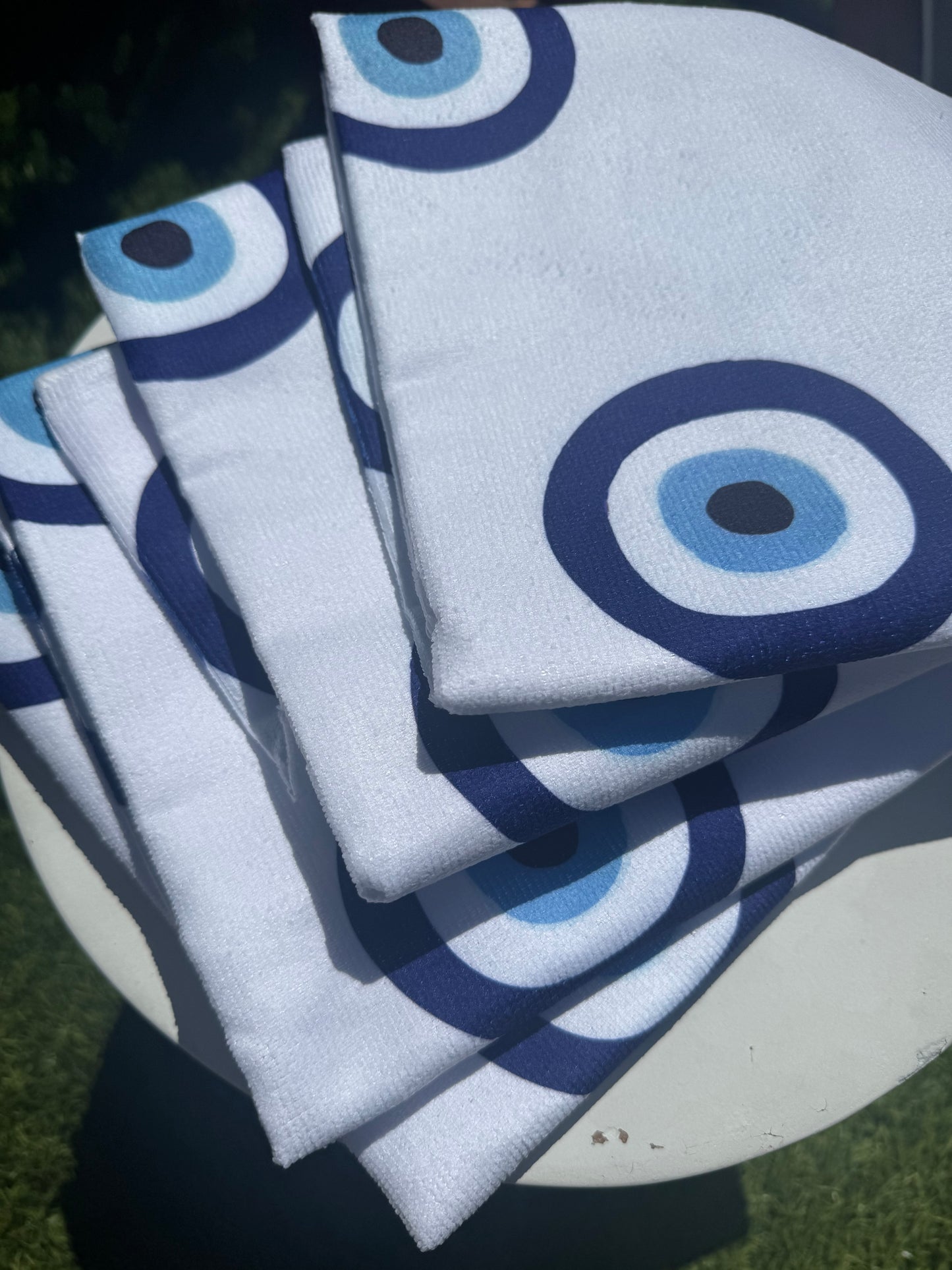 White Evil Eye Microfiber Towel