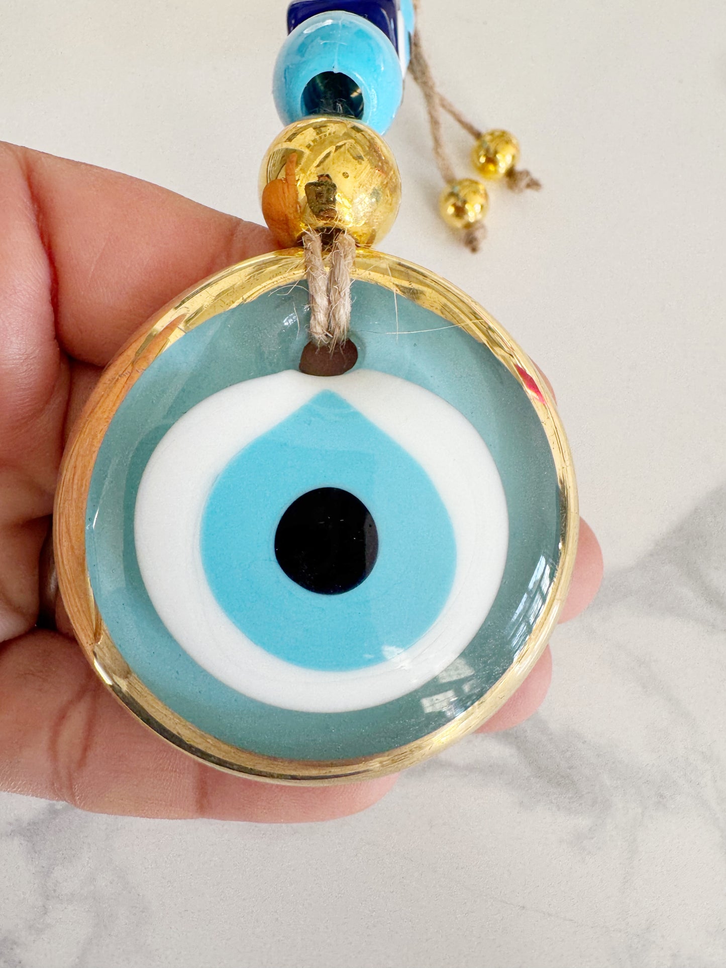 NEW COLOR! Limited Edition Baby Blue Gold Brushed Evil Eye Amulet Wall Decor