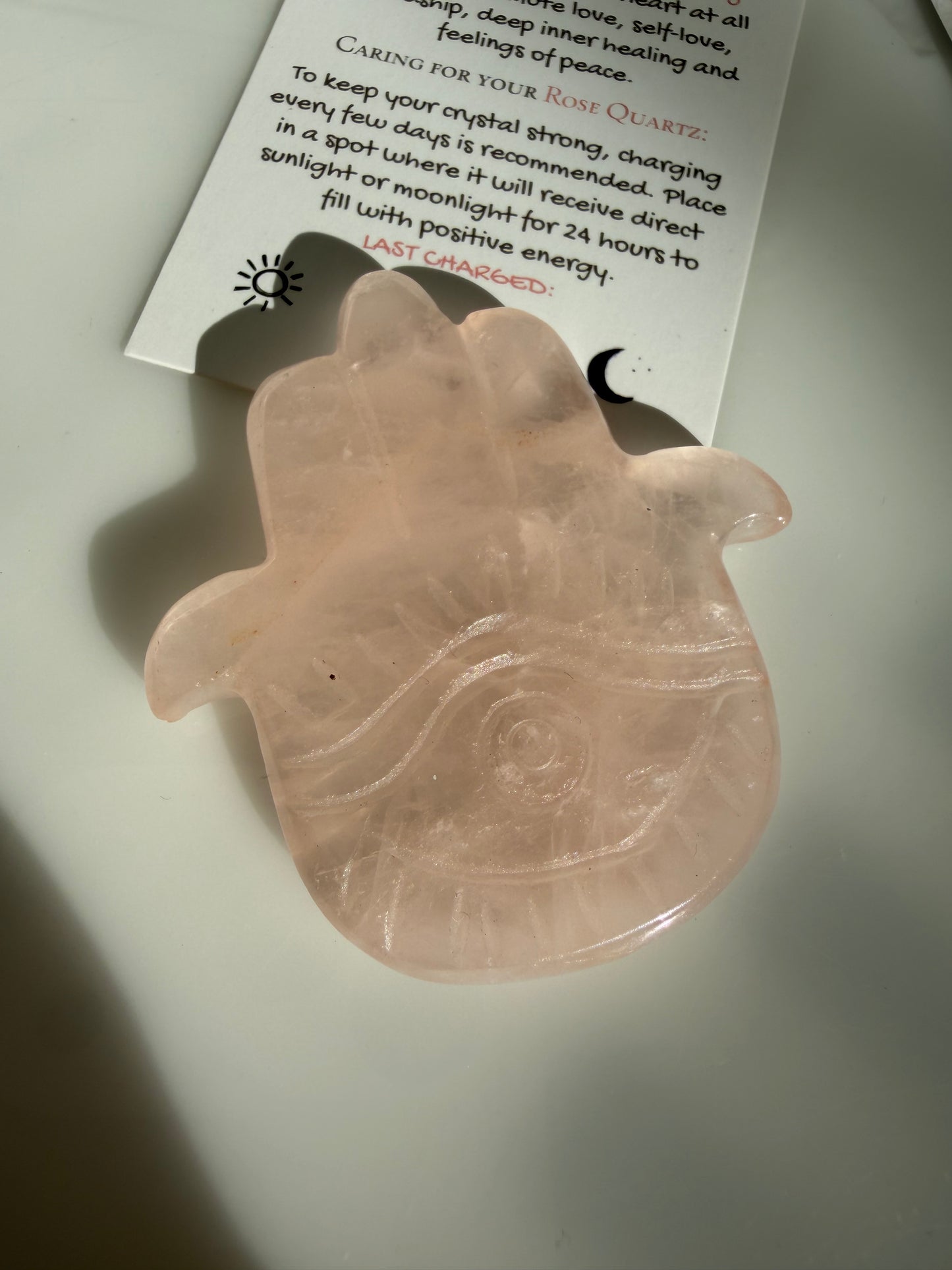 Rose Quartz Hamsa Pocket Crystal – Protection You Can Carry