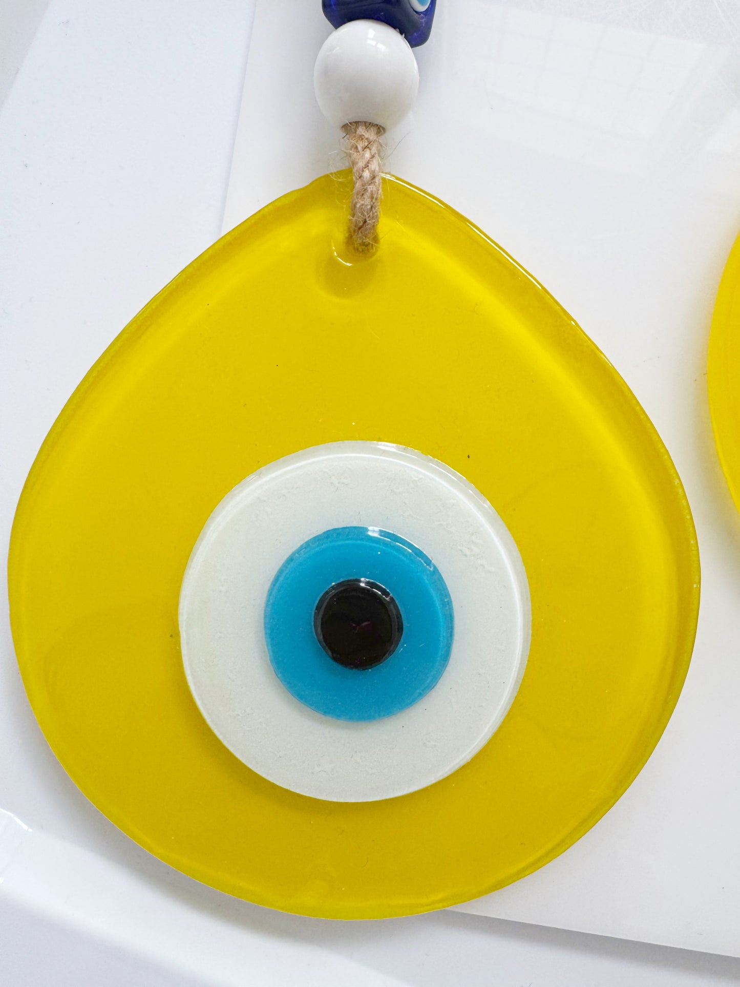 Yellow Glass XL Evil Eye Amulet