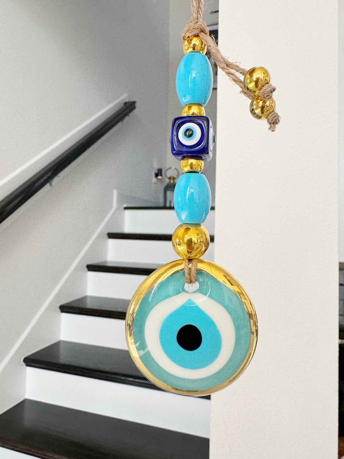NEW COLOR! Limited Edition Baby Blue Gold Brushed Evil Eye Amulet Wall Decor