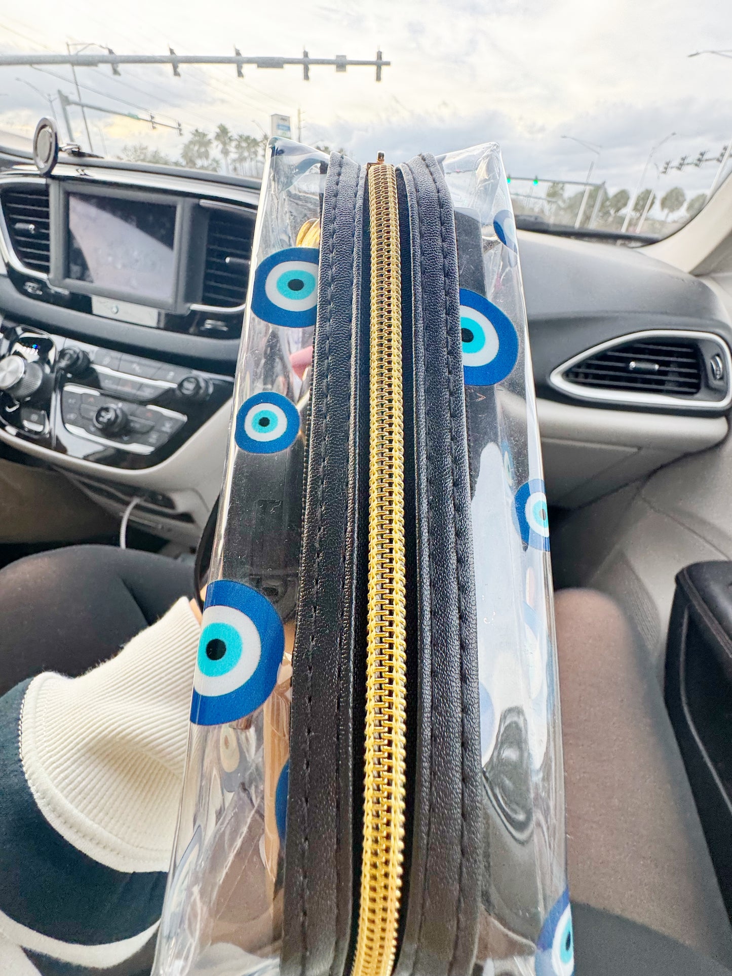 Evil Eye Transparent Makeup Bag with Detachable Wristlet