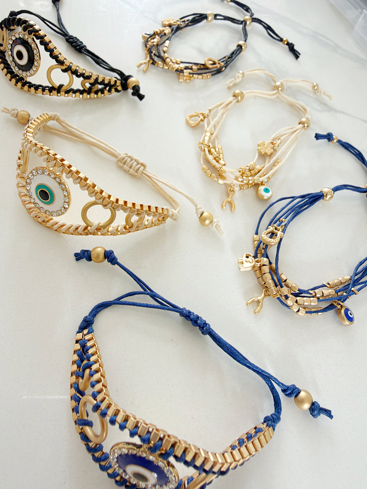 Lucky Evil Eye Protection Charm Bracelet Cobalt
