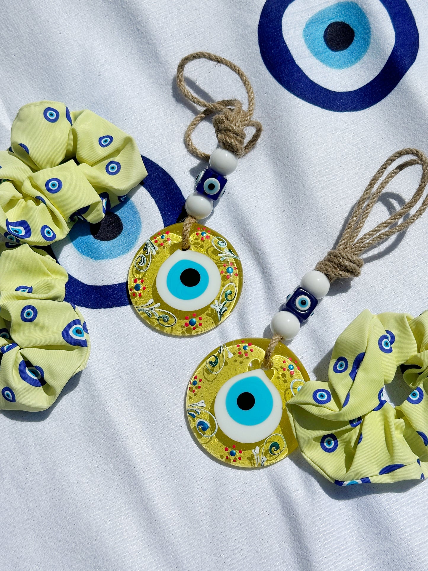 Original design Butter Yellow Evil Eye Scrunchie (Limited Edition)