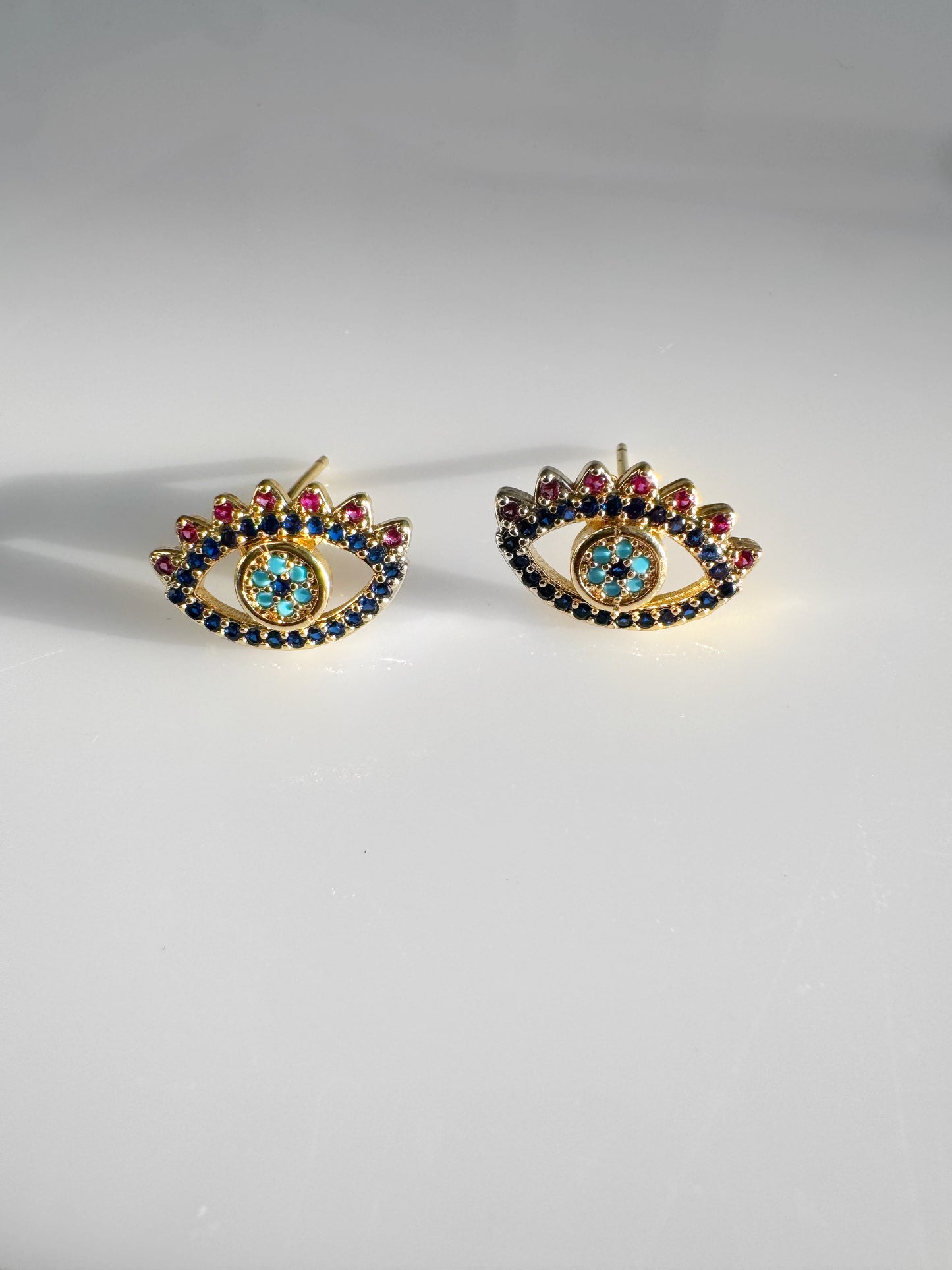 Colorburst Evil Eye Studs – Gemstone Crown Edition