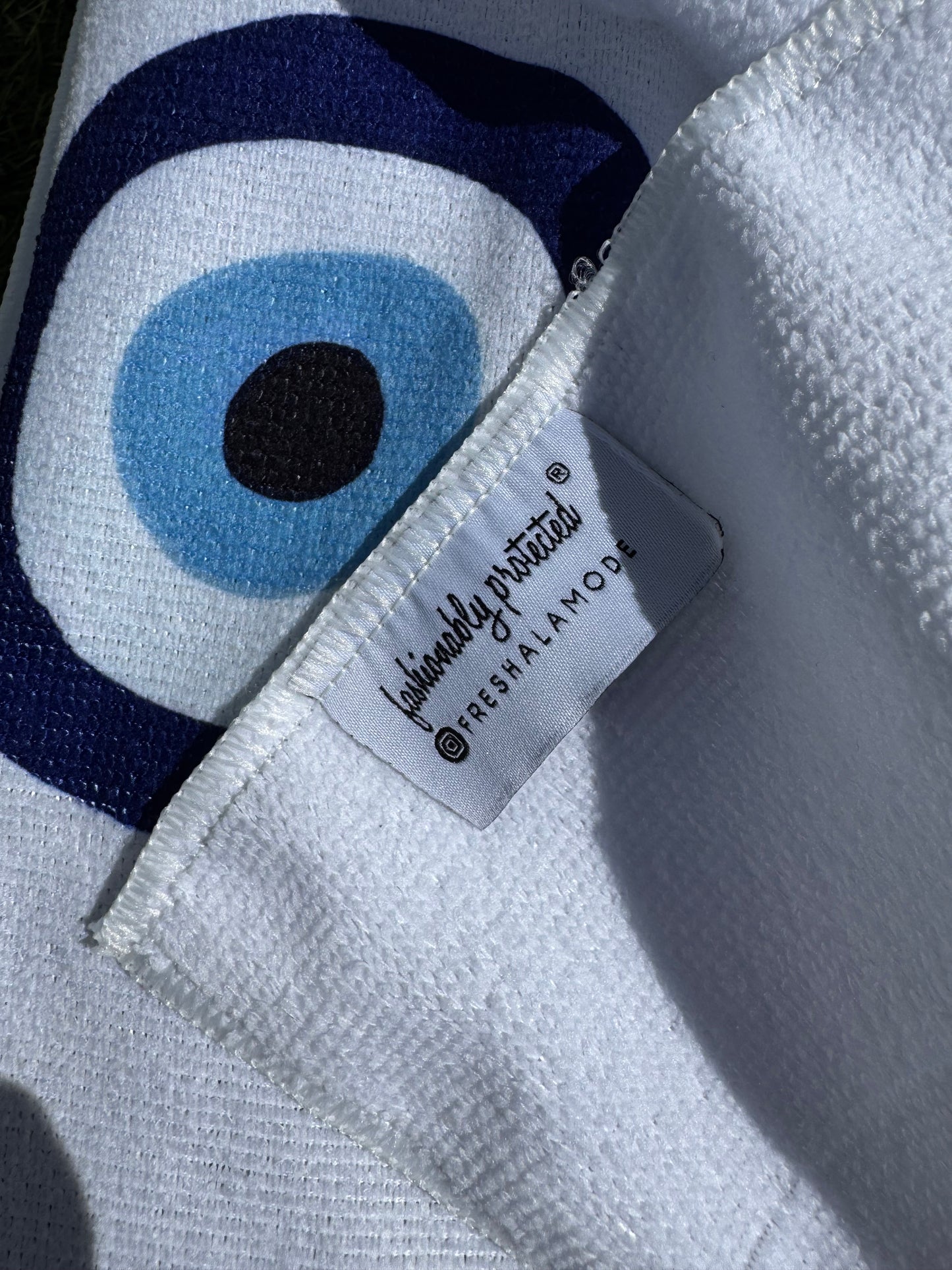White Evil Eye Microfiber Towel