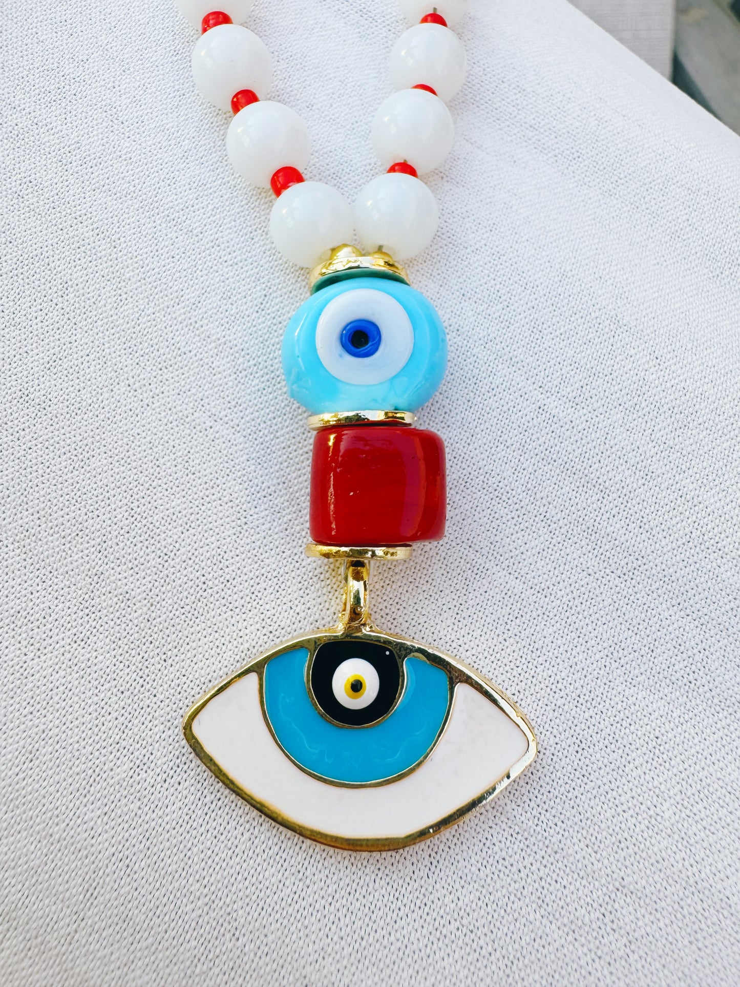 Artistic Evil Eye Beaded Protection Necklace