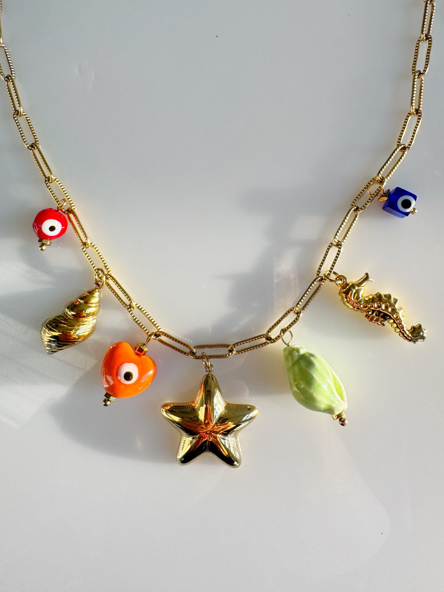 Golden Seas Evil Eye Charm Necklace
