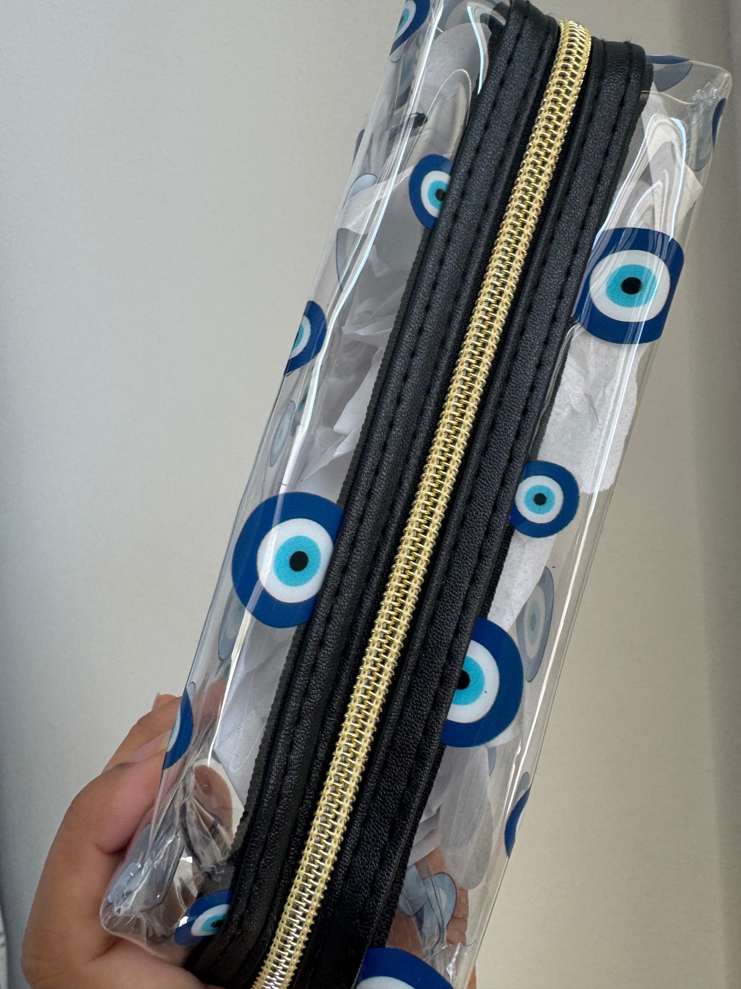 Evil Eye Transparent Makeup Bag with Detachable Wristlet
