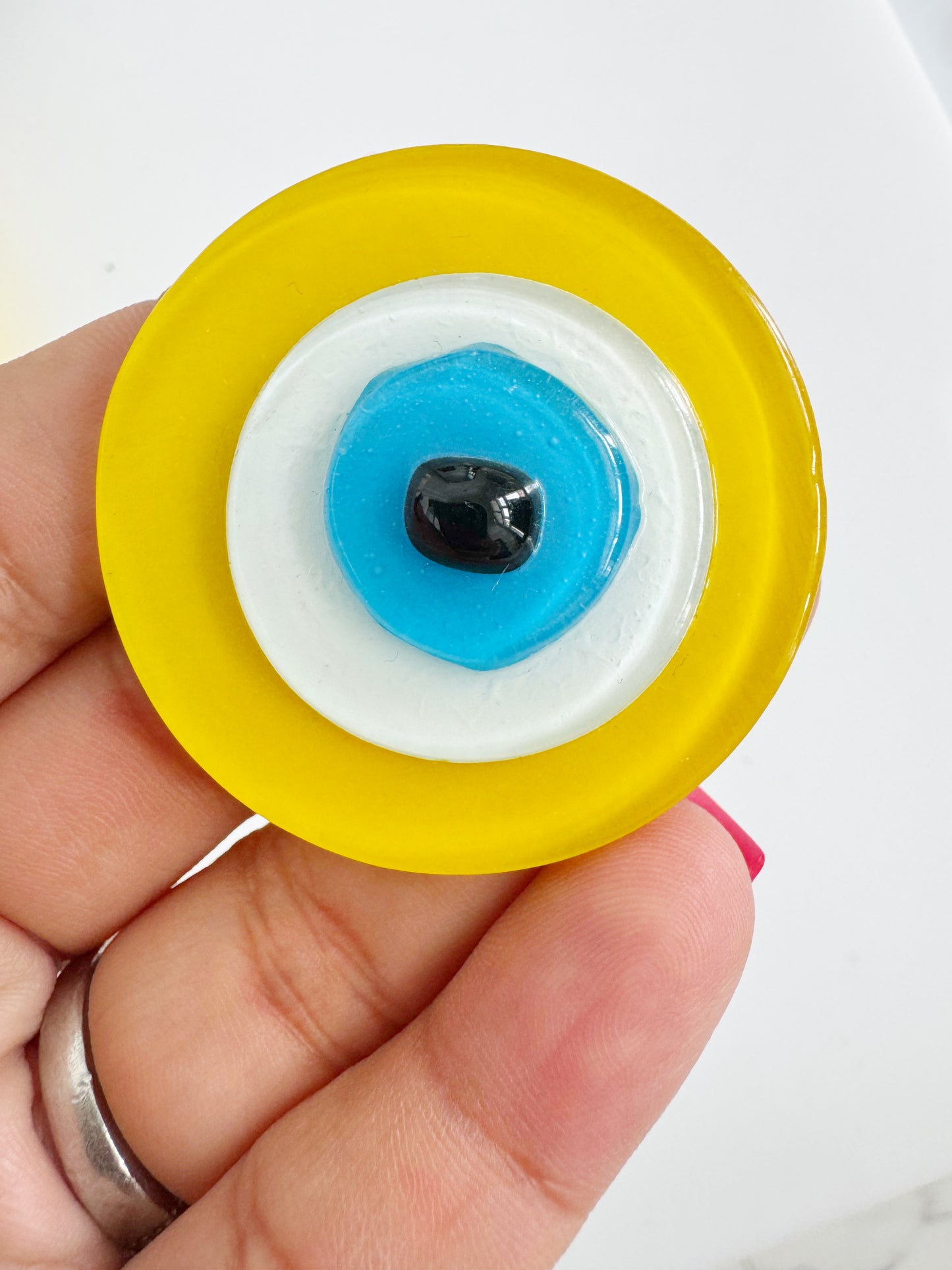 Yellow Glass Evil Eye Magnet