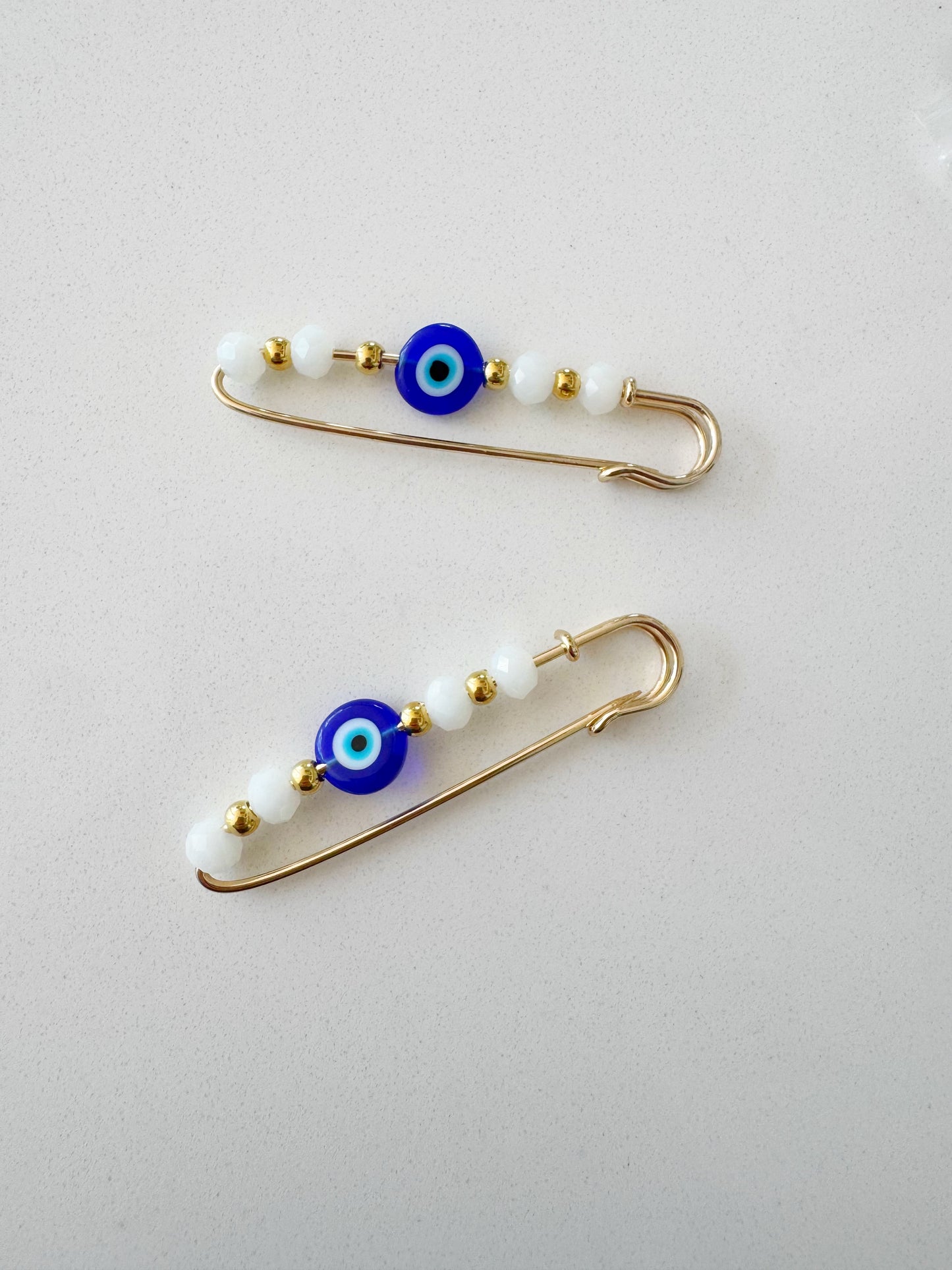Evil Eye Beaded XL Safety Pin Charm