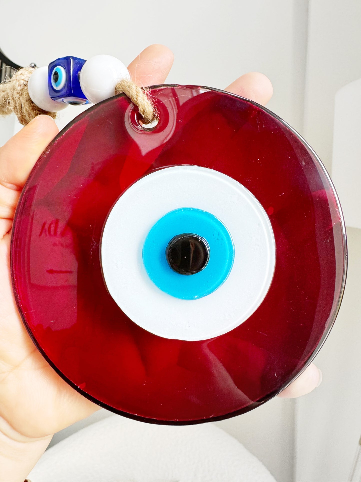 Cranberry Red XL Evil Eye Glass Amulet SHIPS FREE