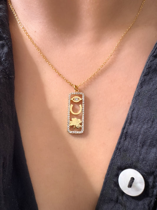 Lucky Charm 24 kt Gold Plated Pendant Necklace