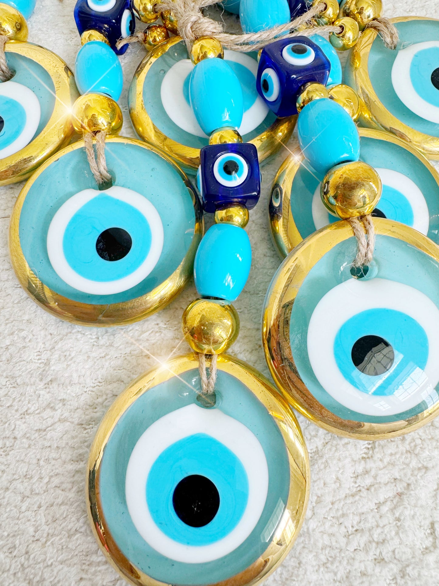 NEW COLOR! Limited Edition Baby Blue Gold Brushed Evil Eye Amulet Wall Decor