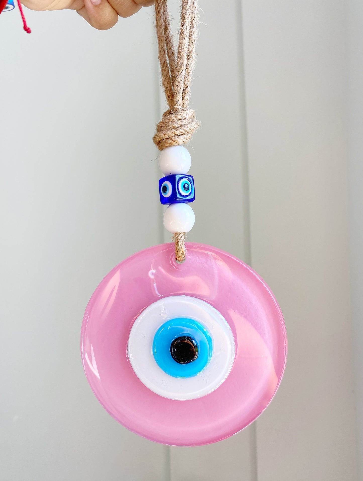 XL PINK Evil Eye Glass Amulet