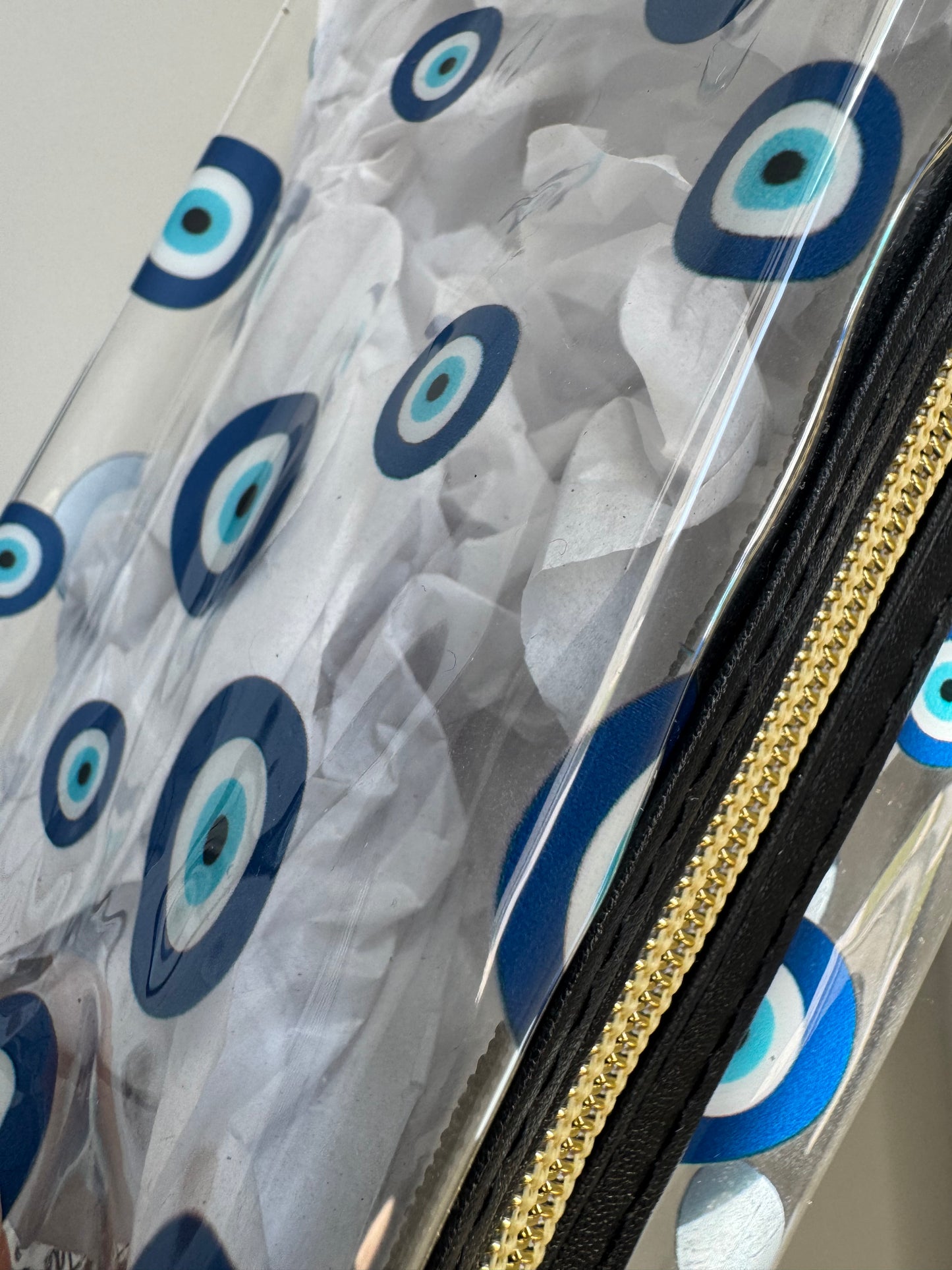 Evil Eye Transparent Makeup Bag with Detachable Wristlet