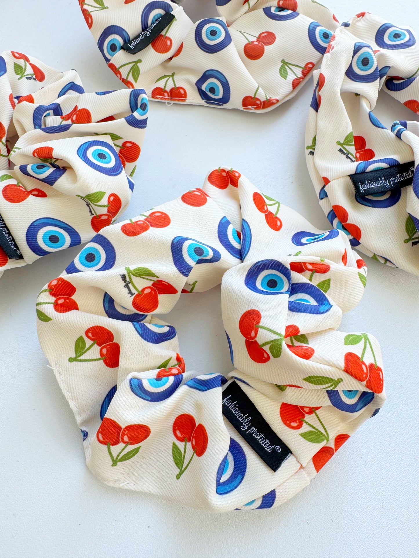 Cherry Evil Eye Seamless Scrunchie