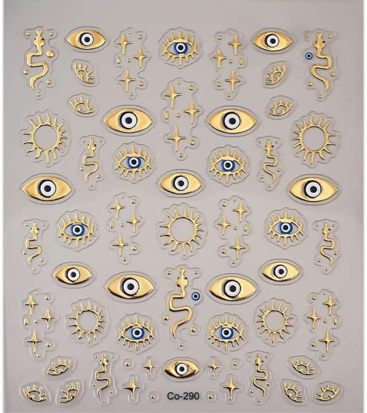 Evil Eye Metallic Nail Art Sticker Decals with Tools Easy!