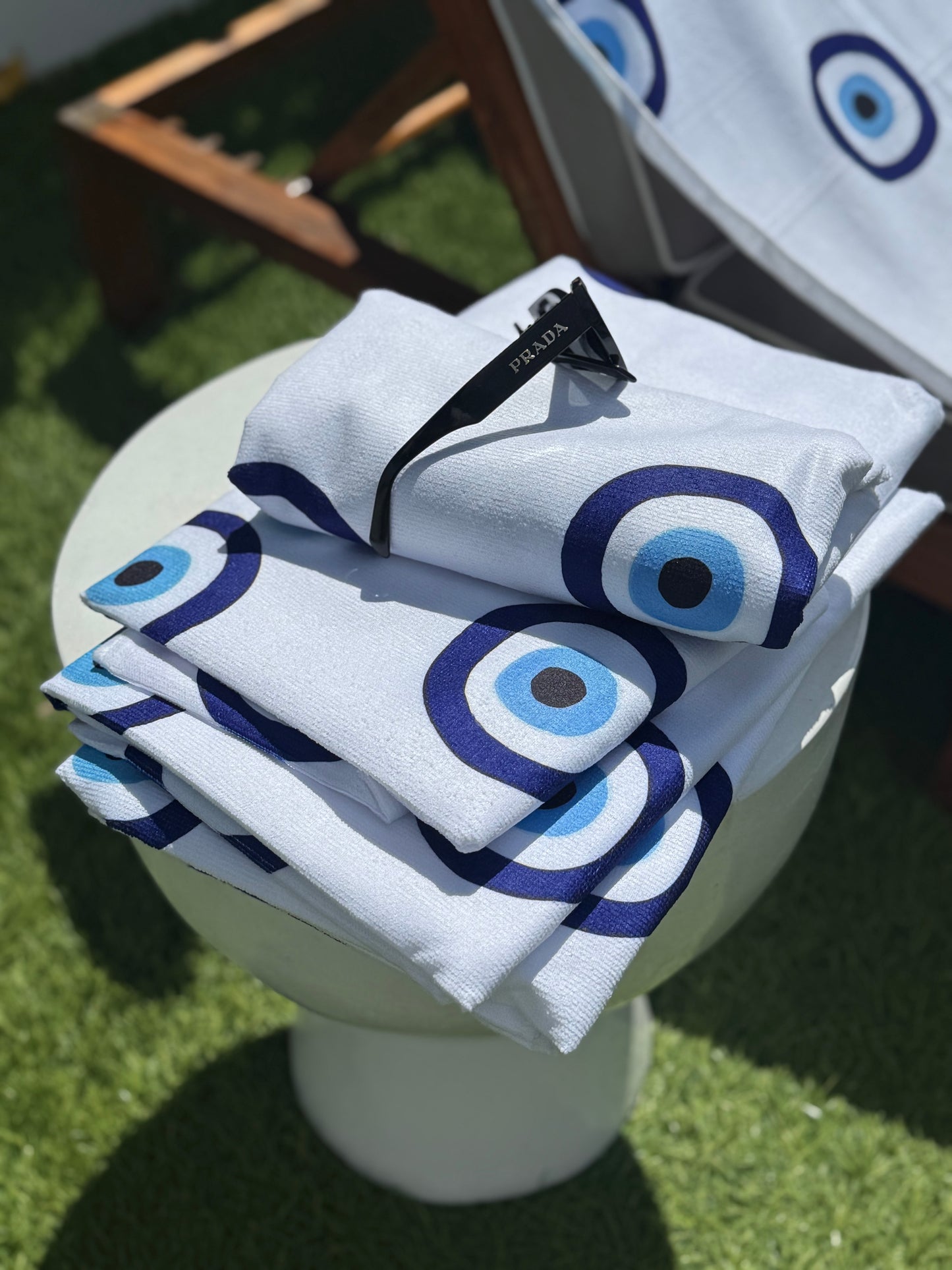 White Evil Eye Microfiber Towel
