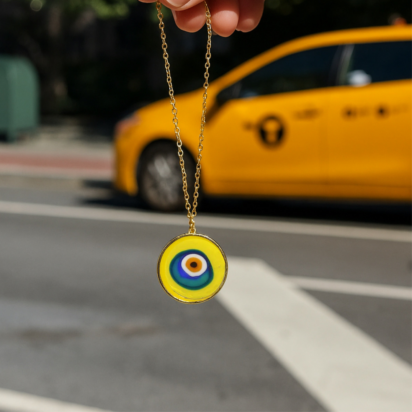 “The Perfect Yellow” Evil Eye Glass Amulet Artisan Necklace