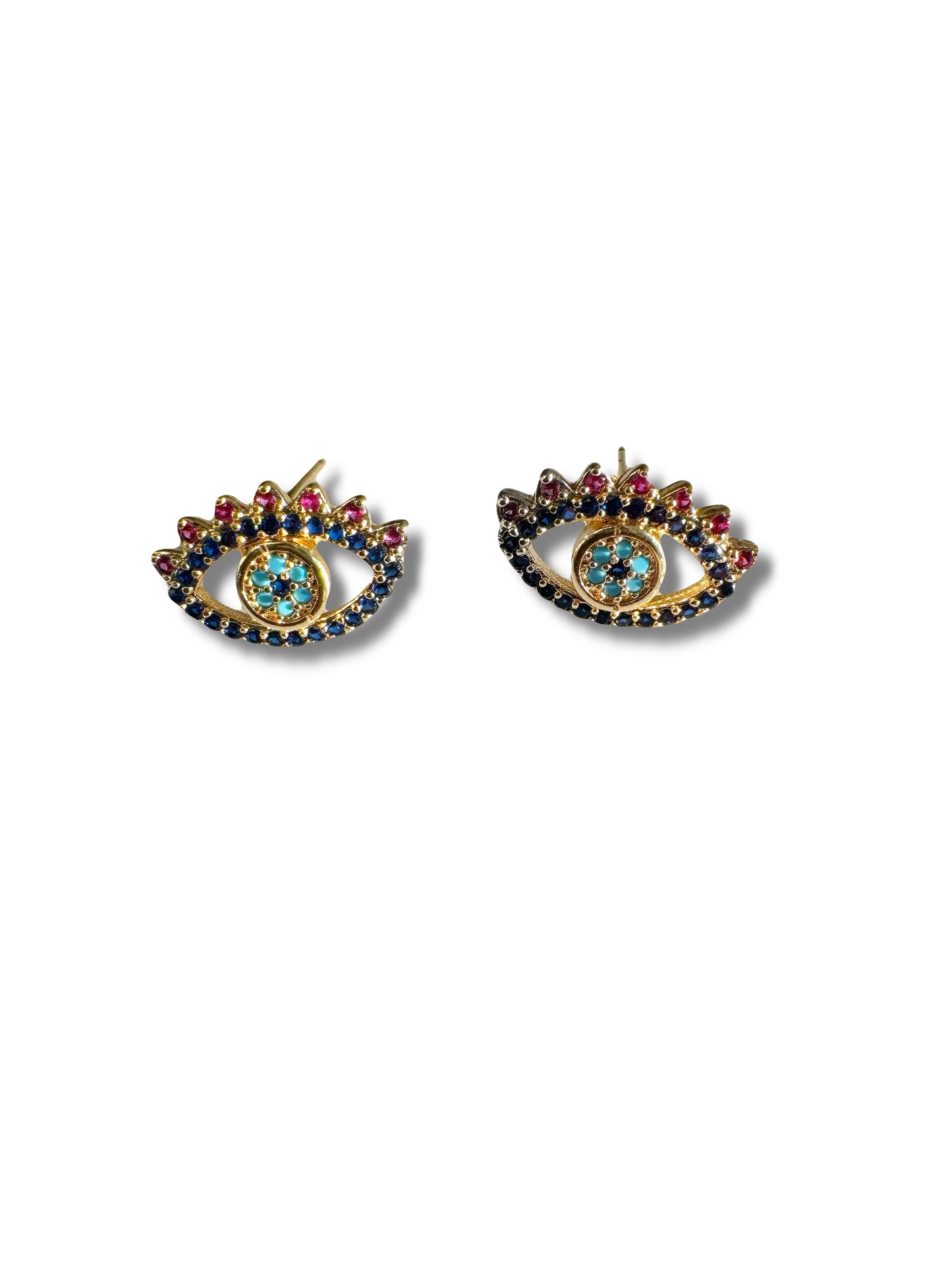 Colorburst Evil Eye Studs – Gemstone Crown Edition