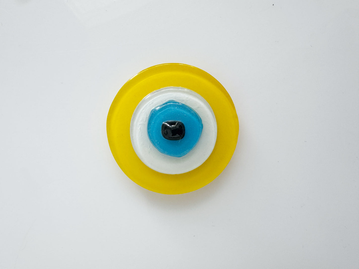 Yellow Glass Evil Eye Magnet