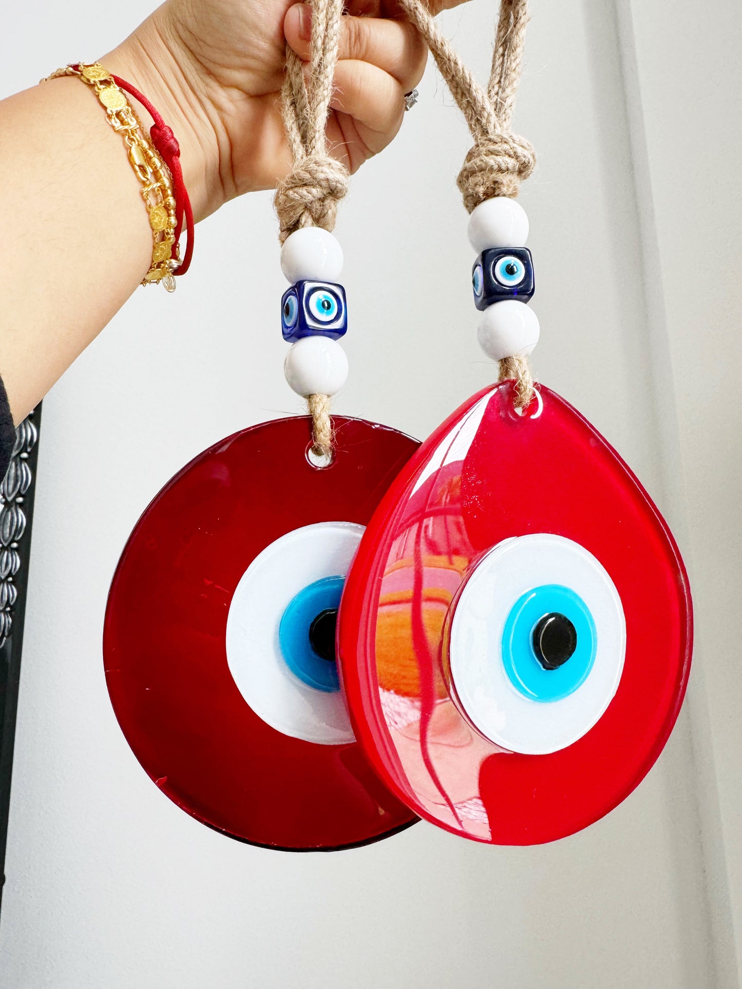 Cranberry Red XL Evil Eye Glass Amulet SHIPS FREE