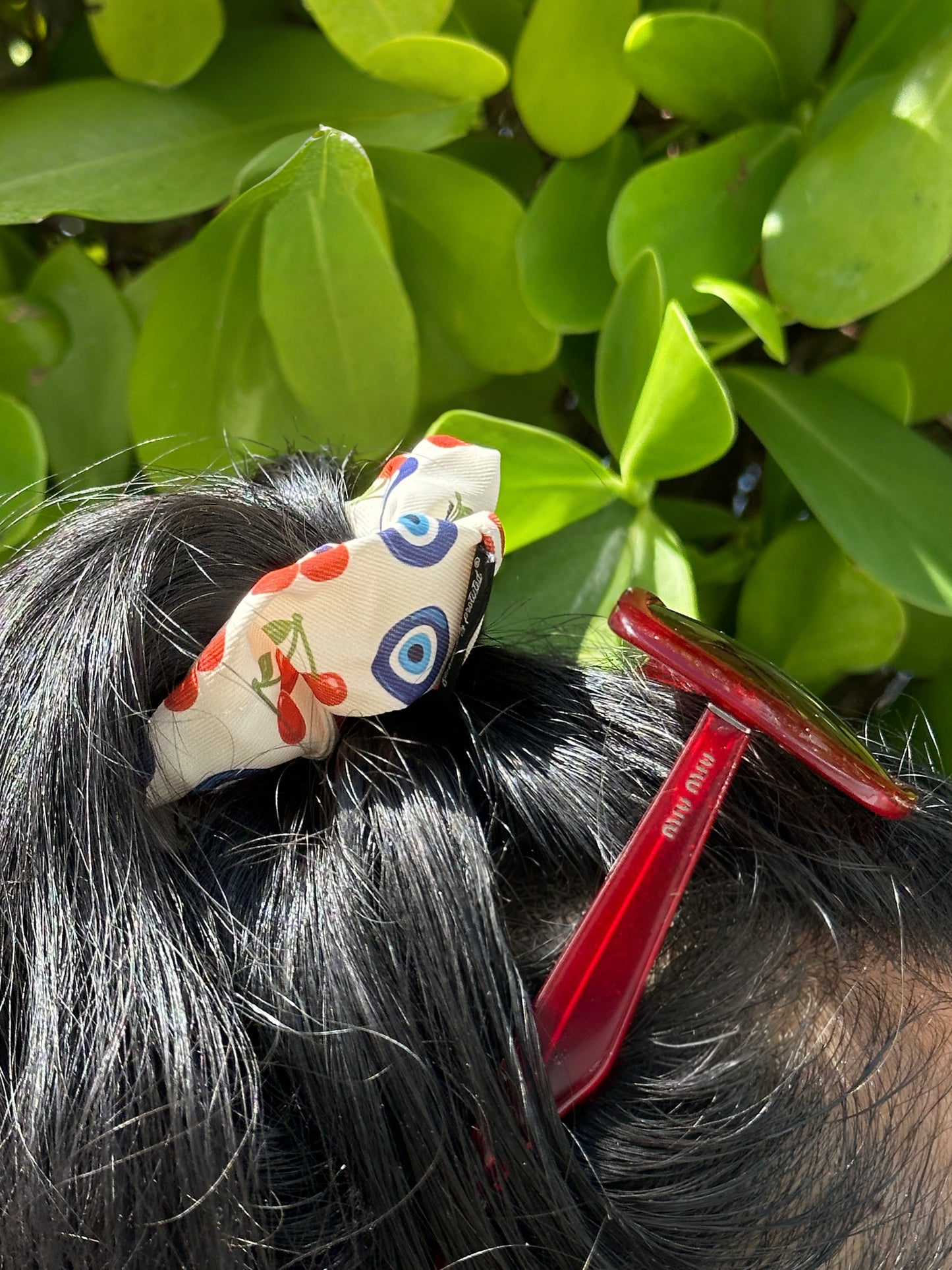Cherry Evil Eye Seamless Scrunchie