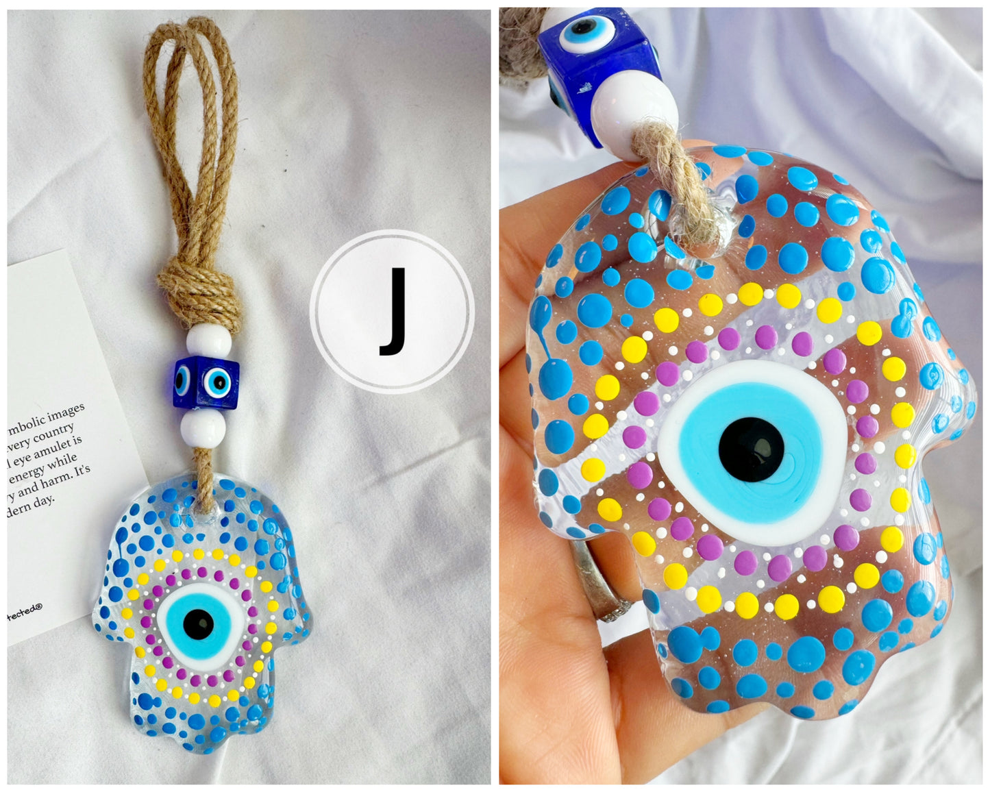 Handpainted Glass Evil Eye Hamsa Wall Décor
