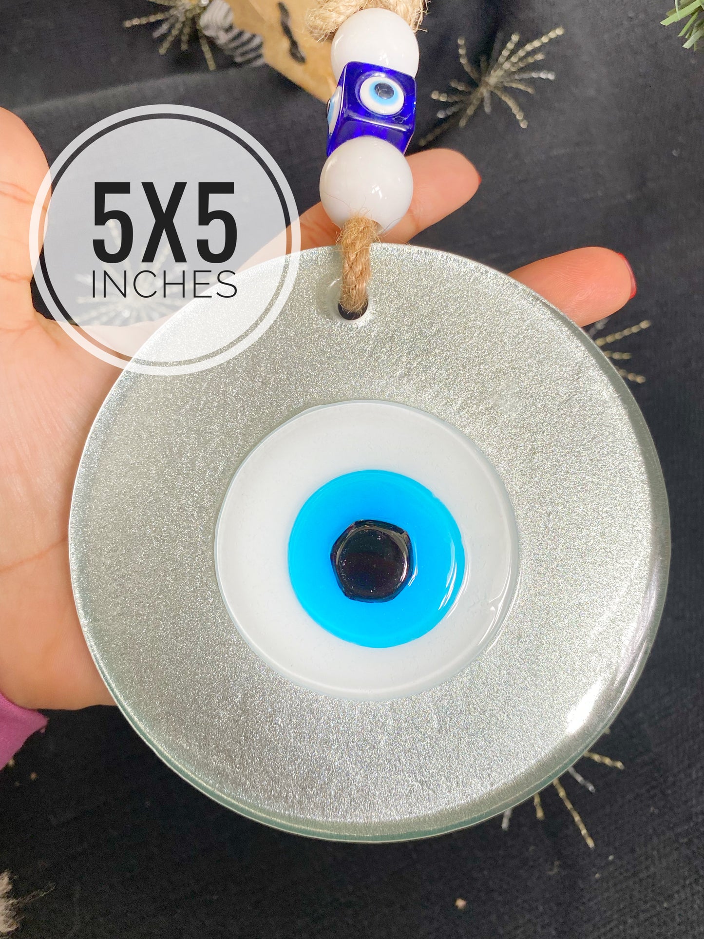 SPECIAL PRICE! XL METALLIC SILVER Evil Eye Wall Decor Amulet