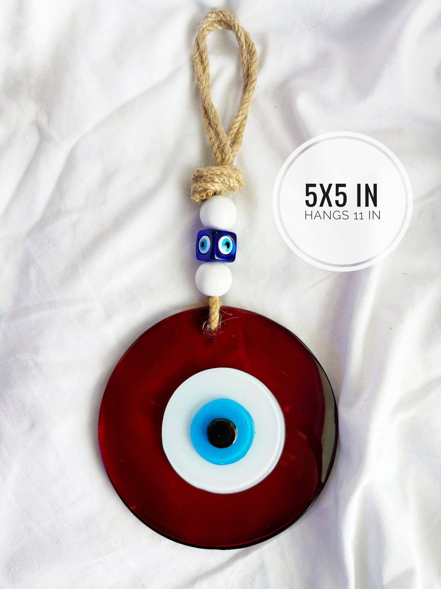 Cranberry Red XL Evil Eye Glass Amulet SHIPS FREE