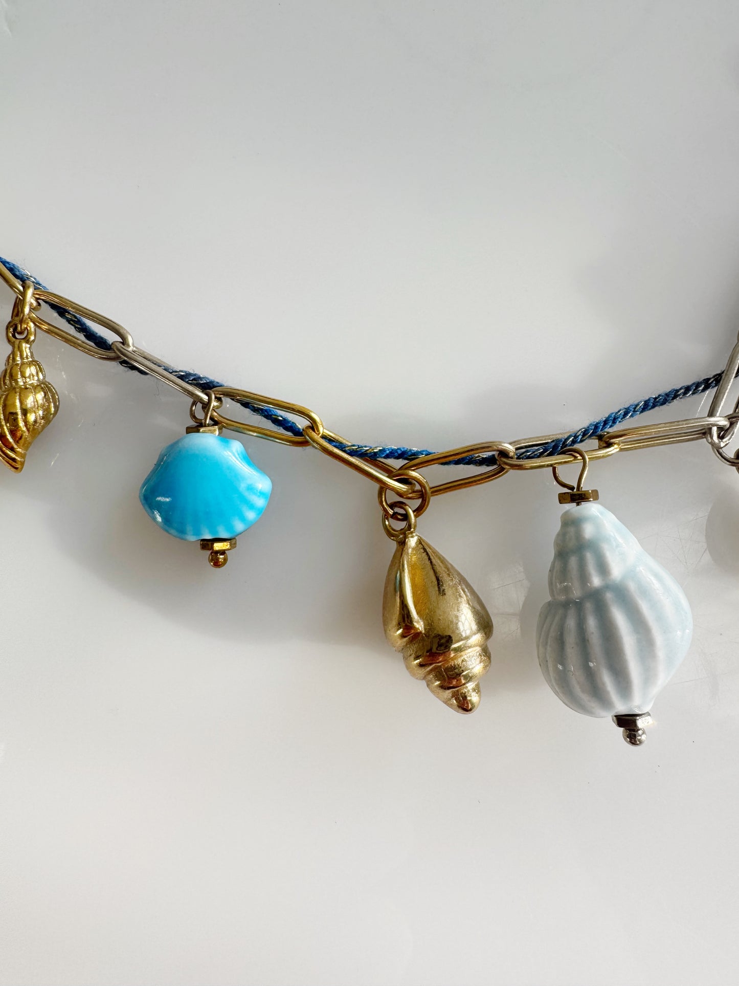 Blue Seashell & Evil Eye Charm Necklace