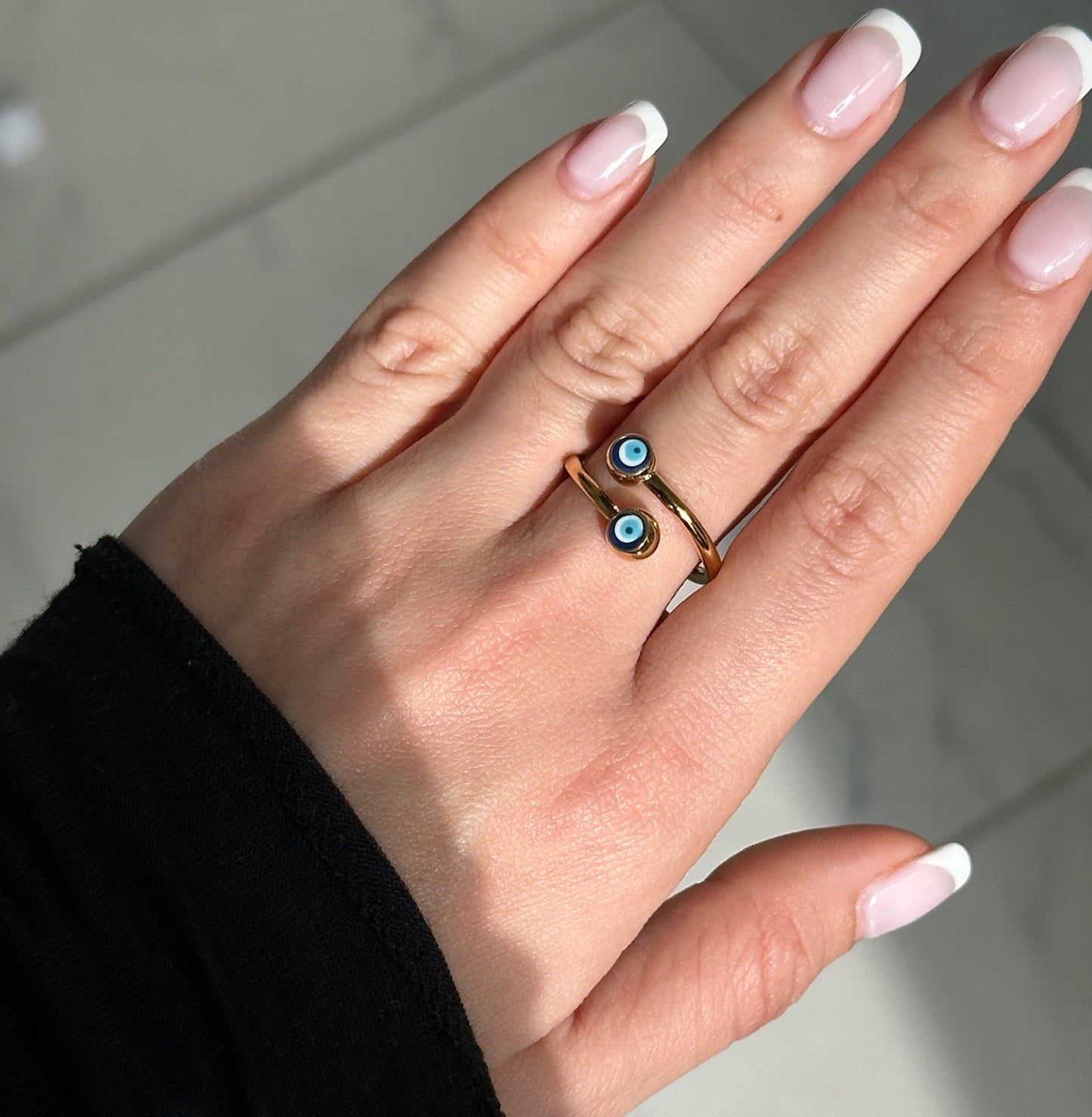 Evil Eye Wrapped Ring Adjustable