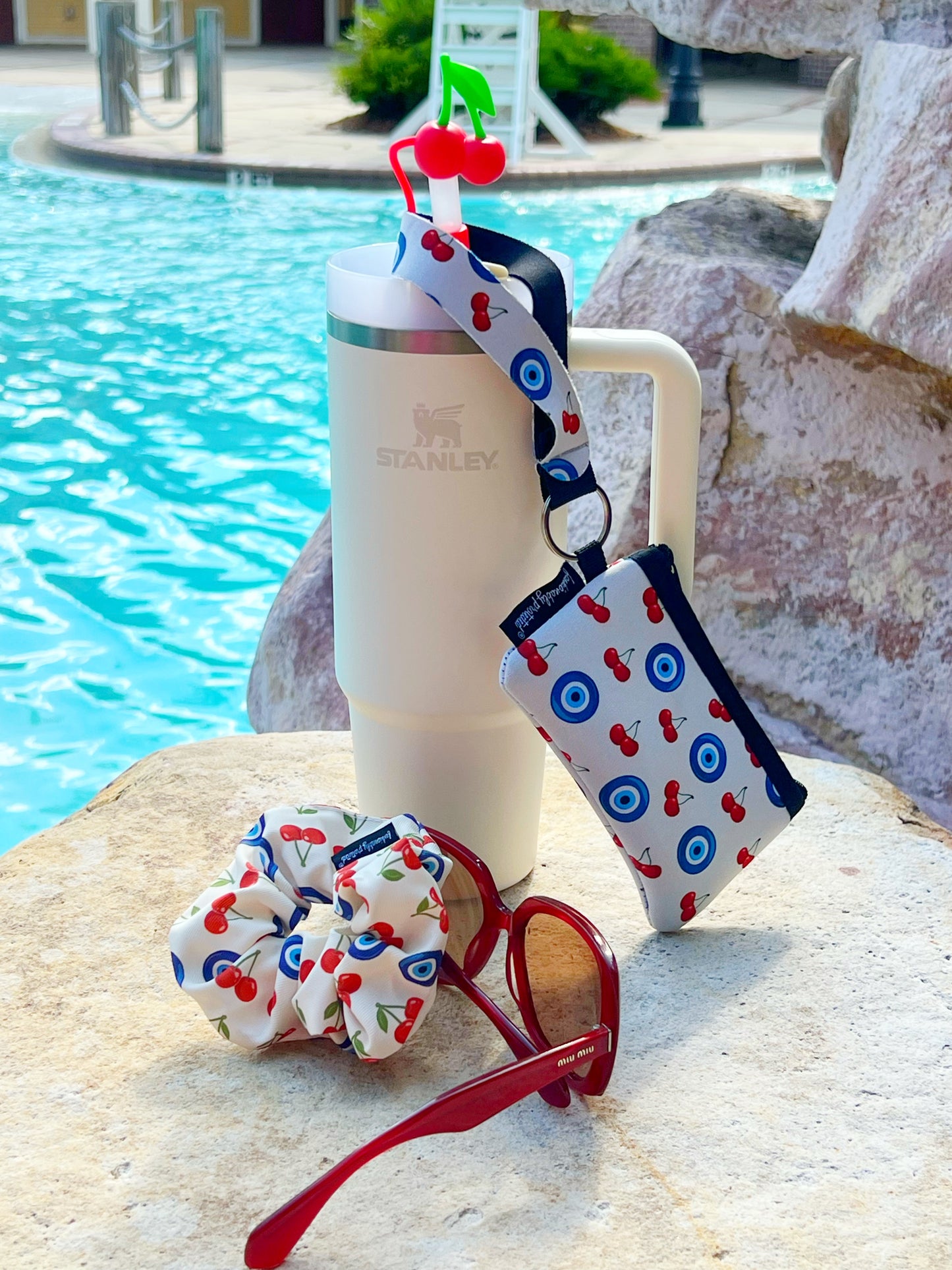 Cherry Evil Eye Seamless Scrunchie