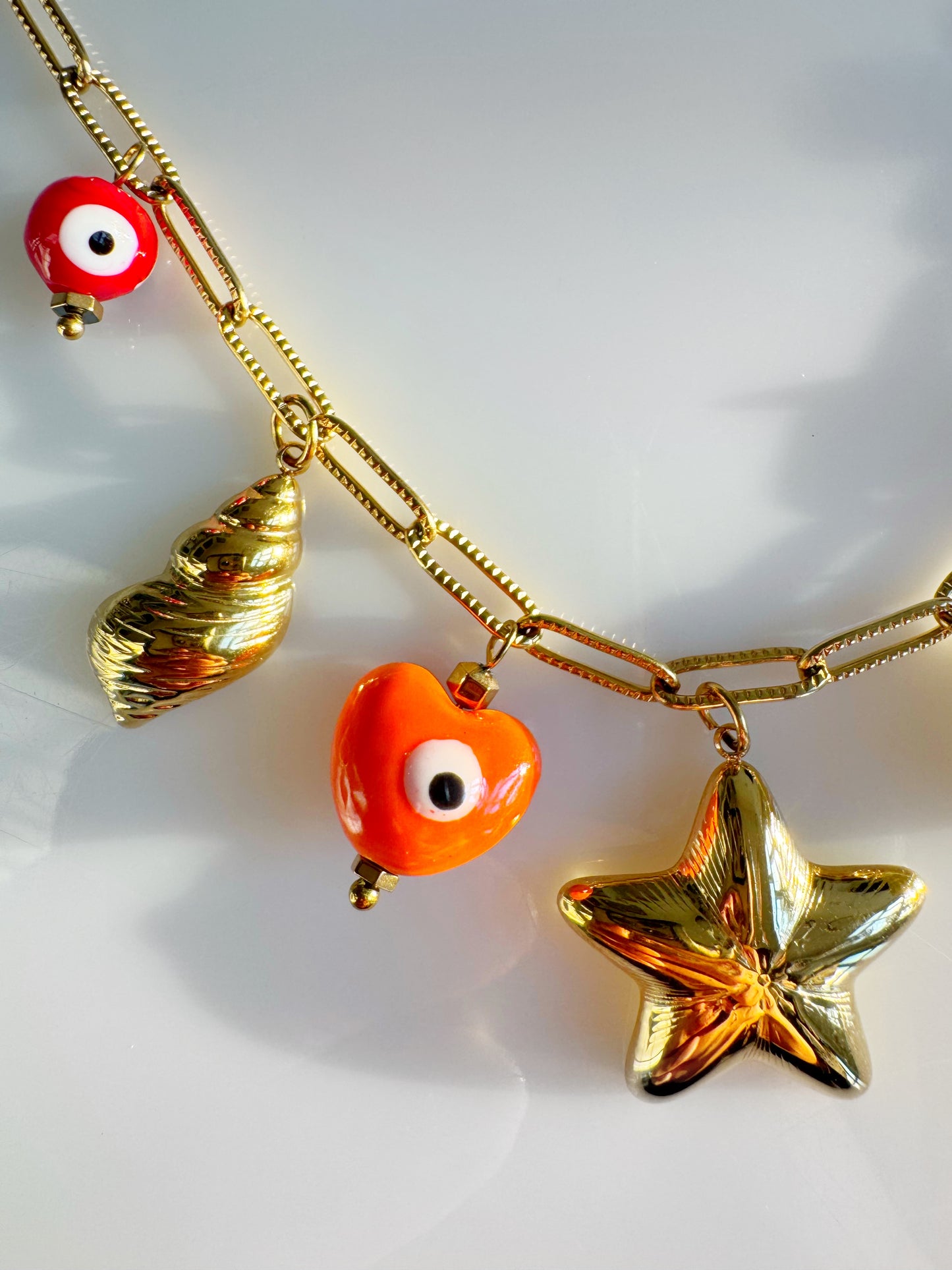 Golden Seas Evil Eye Charm Necklace