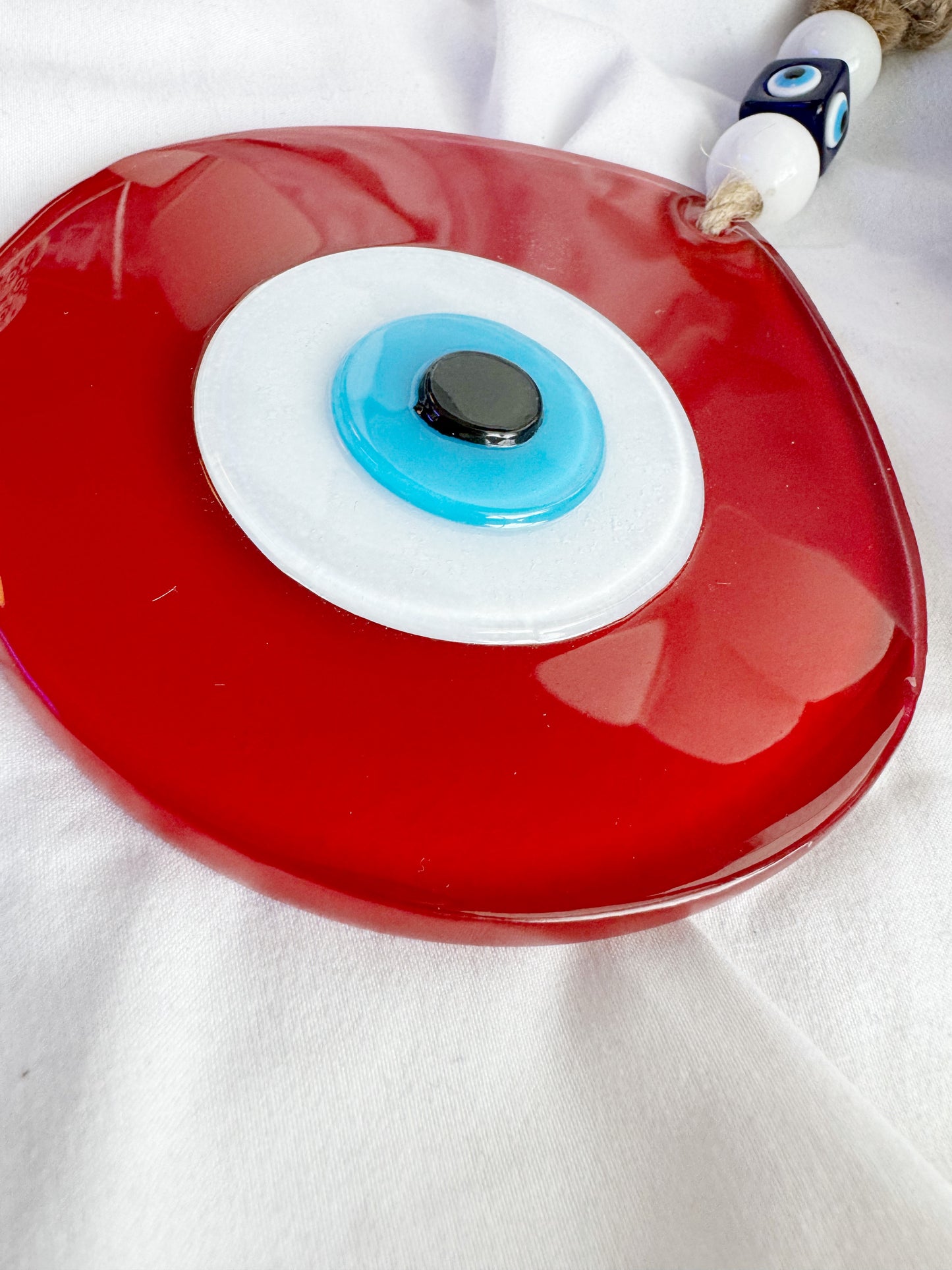 Cherry Red XL Evil Eye Glass Amulet SHIPS FREE