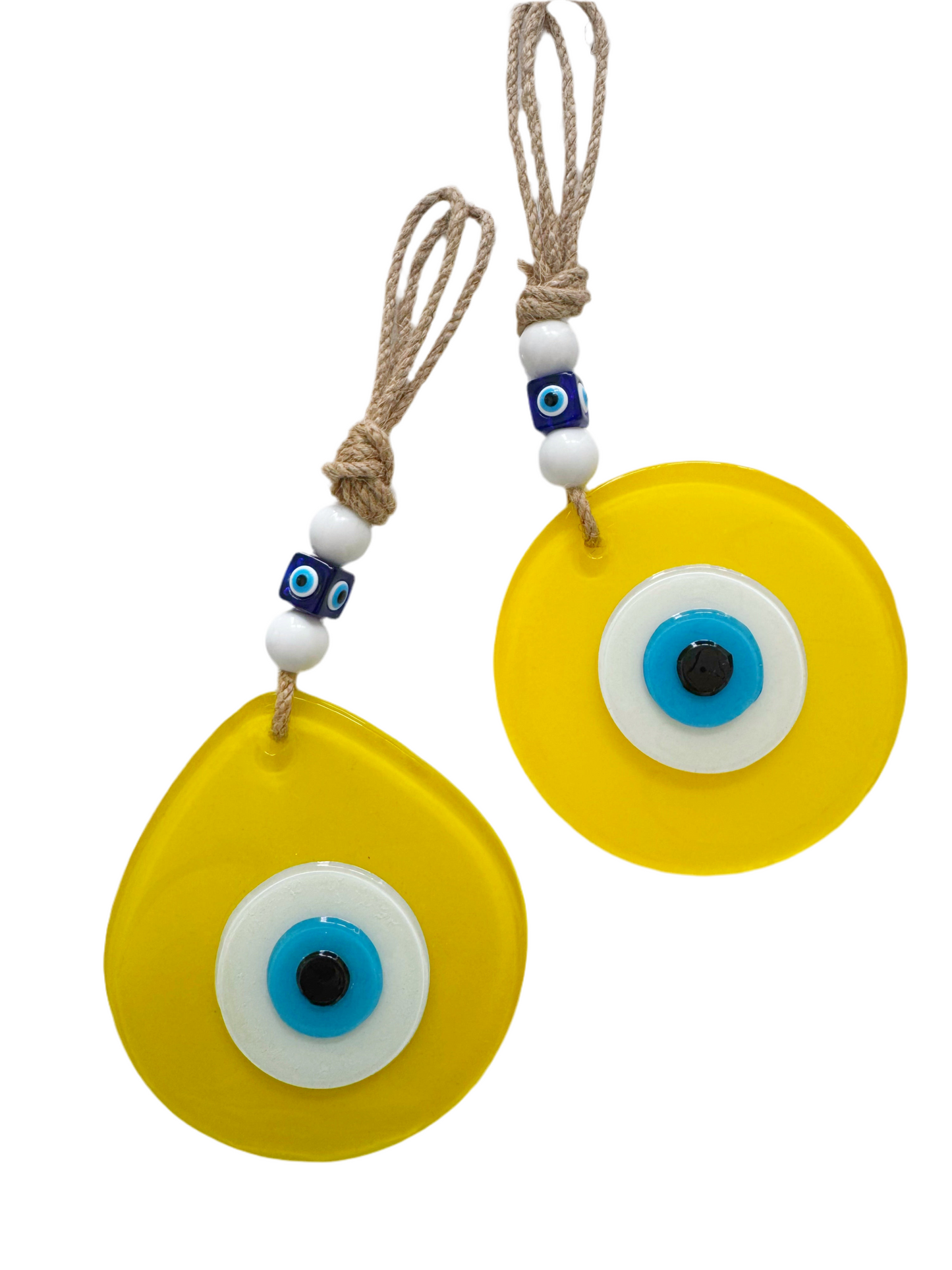 Yellow Glass XL Evil Eye Amulet