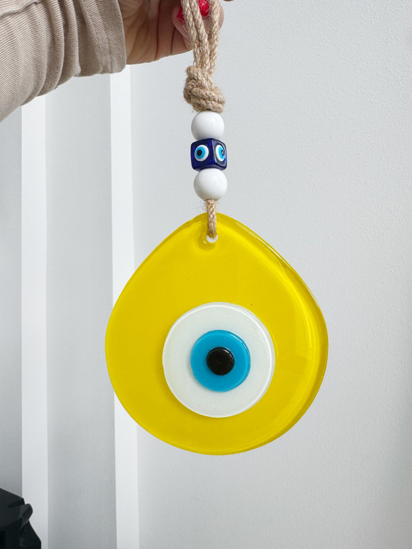 Yellow Glass XL Evil Eye Amulet