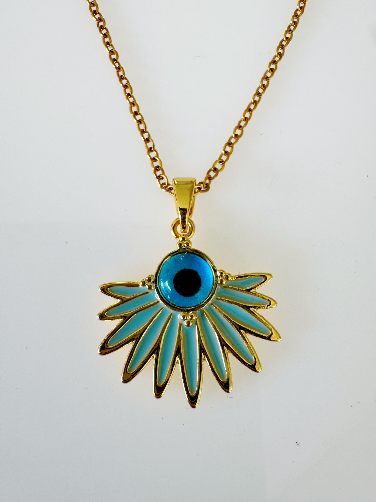 Radiant Sunburst Evil Eye Necklace