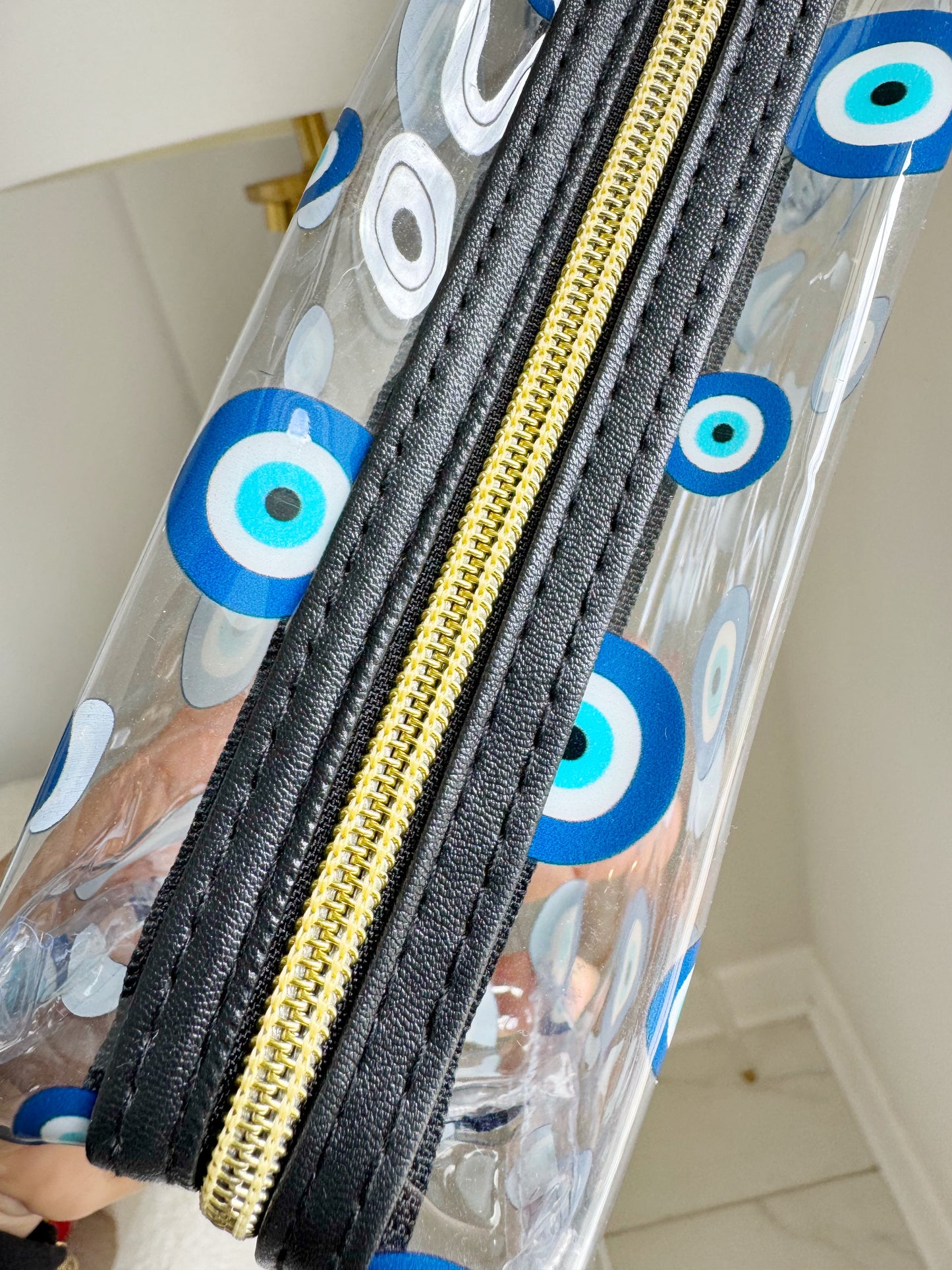 Evil Eye Transparent Makeup Bag with Detachable Wristlet