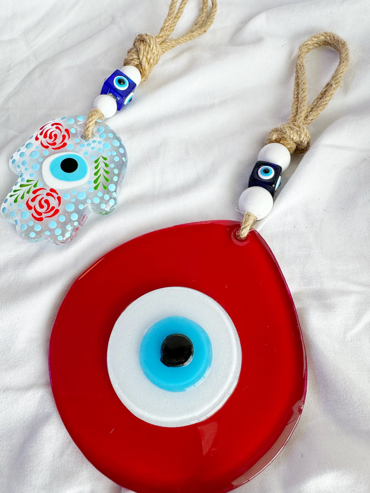 Cherry Red XL Evil Eye Glass Amulet SHIPS FREE